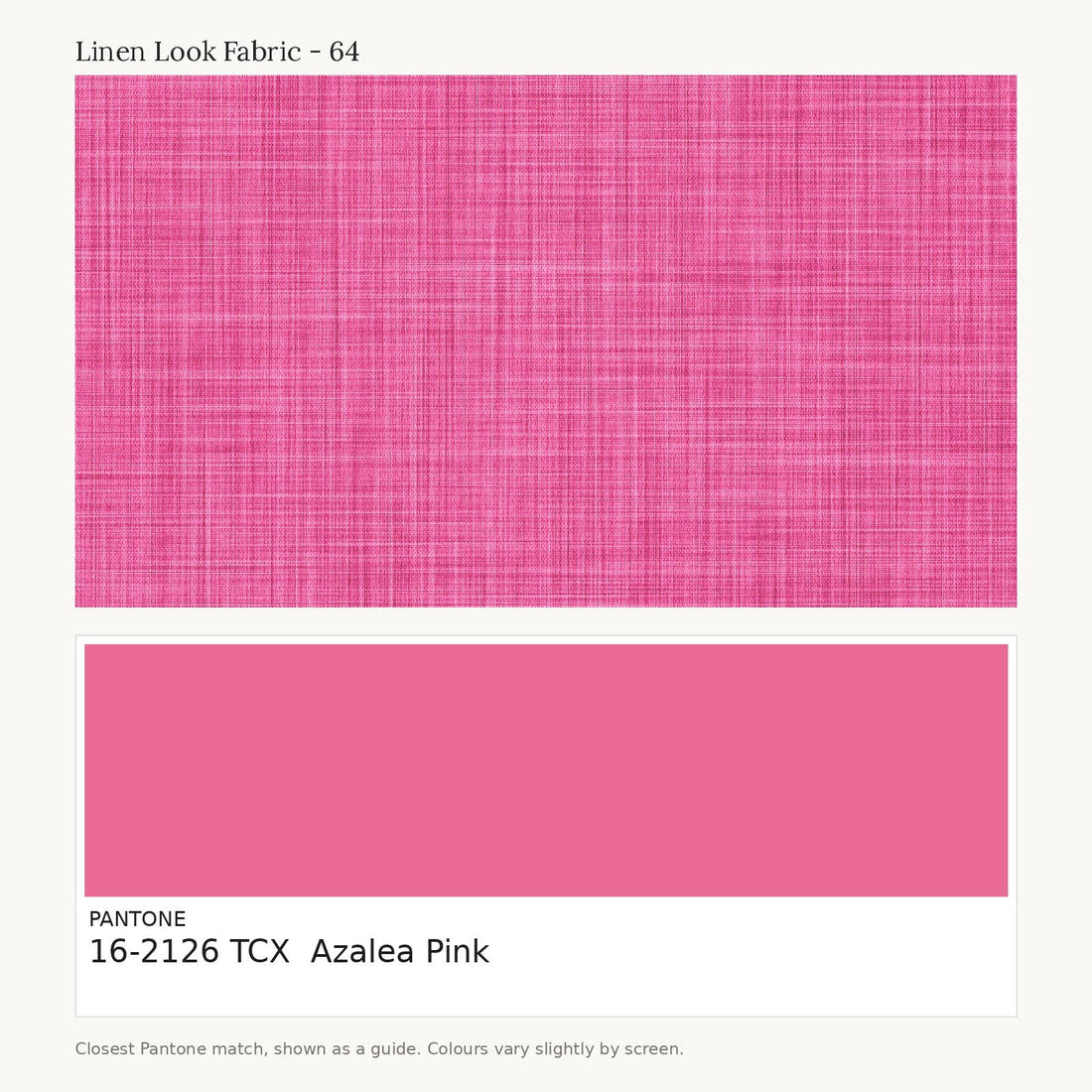 Linen Look Fabric 64 colour card - closest Pantone TCX 16-2126 Azalea Pink | Fabric by Missy Rose