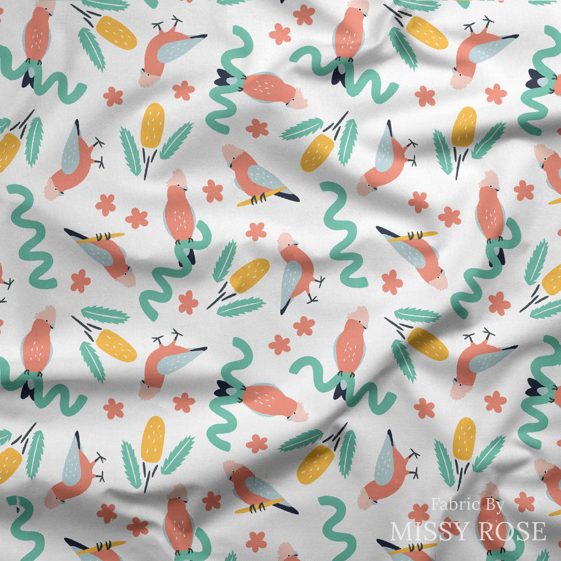 Little Black Kat 01 draped fabric mockup - custom printed fabric by the metre | Fabric by Missy Rose