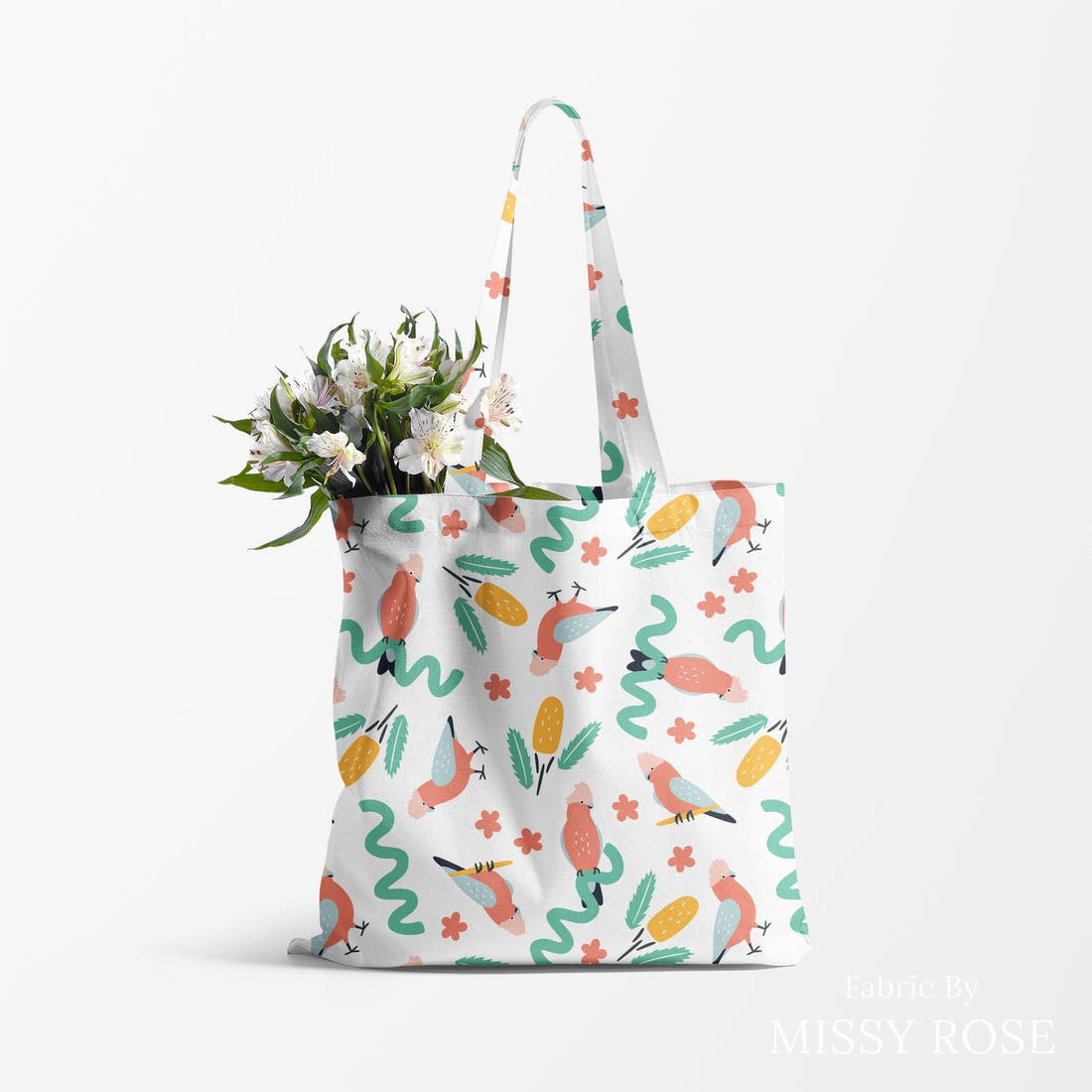 Little Black Kat 01 made up as a tote bag - see how the print looks made up | Fabric by Missy Rose