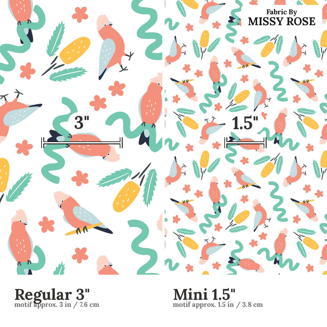 Little Black Kat 01 Regular 3 inch vs Mini 1.5 inch print scale side by side | Fabric by Missy Rose