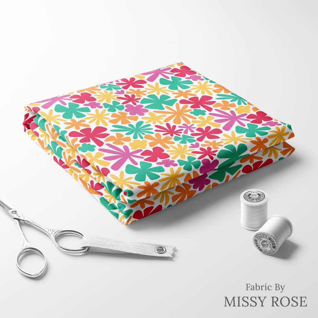 Little Black Kat 02 folded fabric stack with matching thread - pre-order fabric Australia | Fabric by Missy Rose