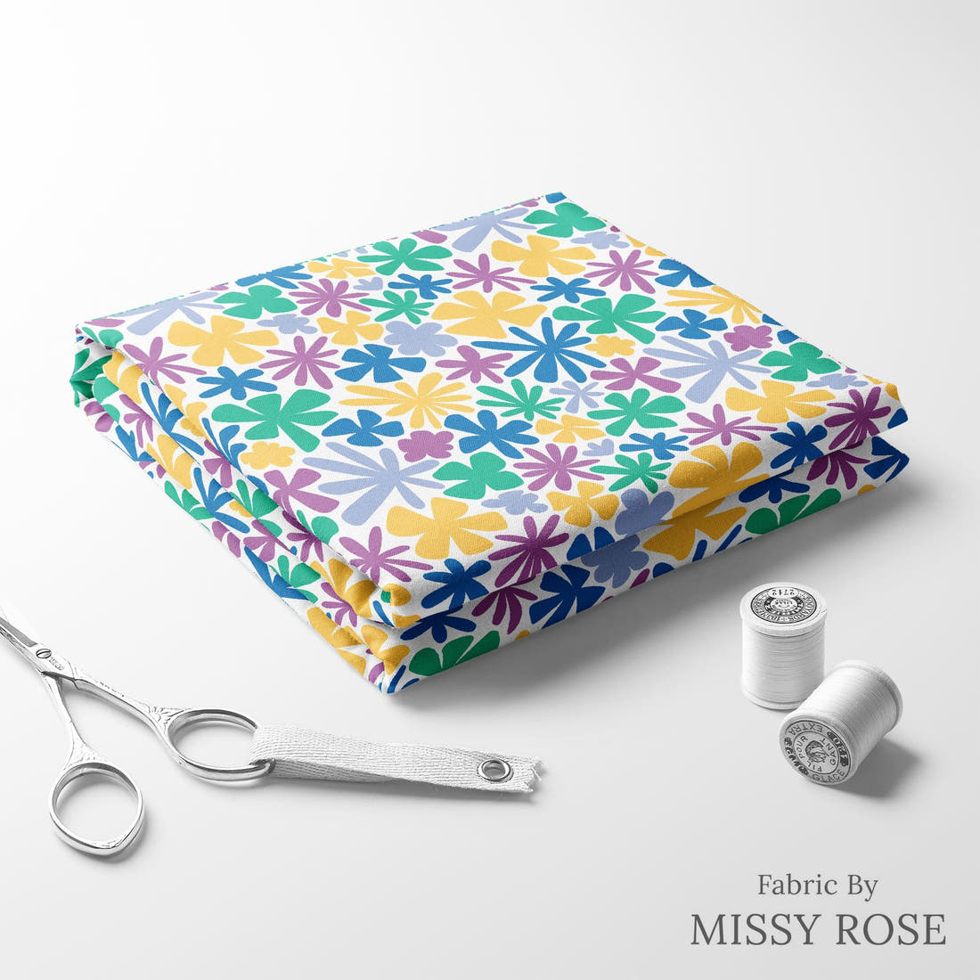 Little Black Kat 03 folded fabric stack with matching thread - pre-order fabric Australia | Fabric by Missy Rose