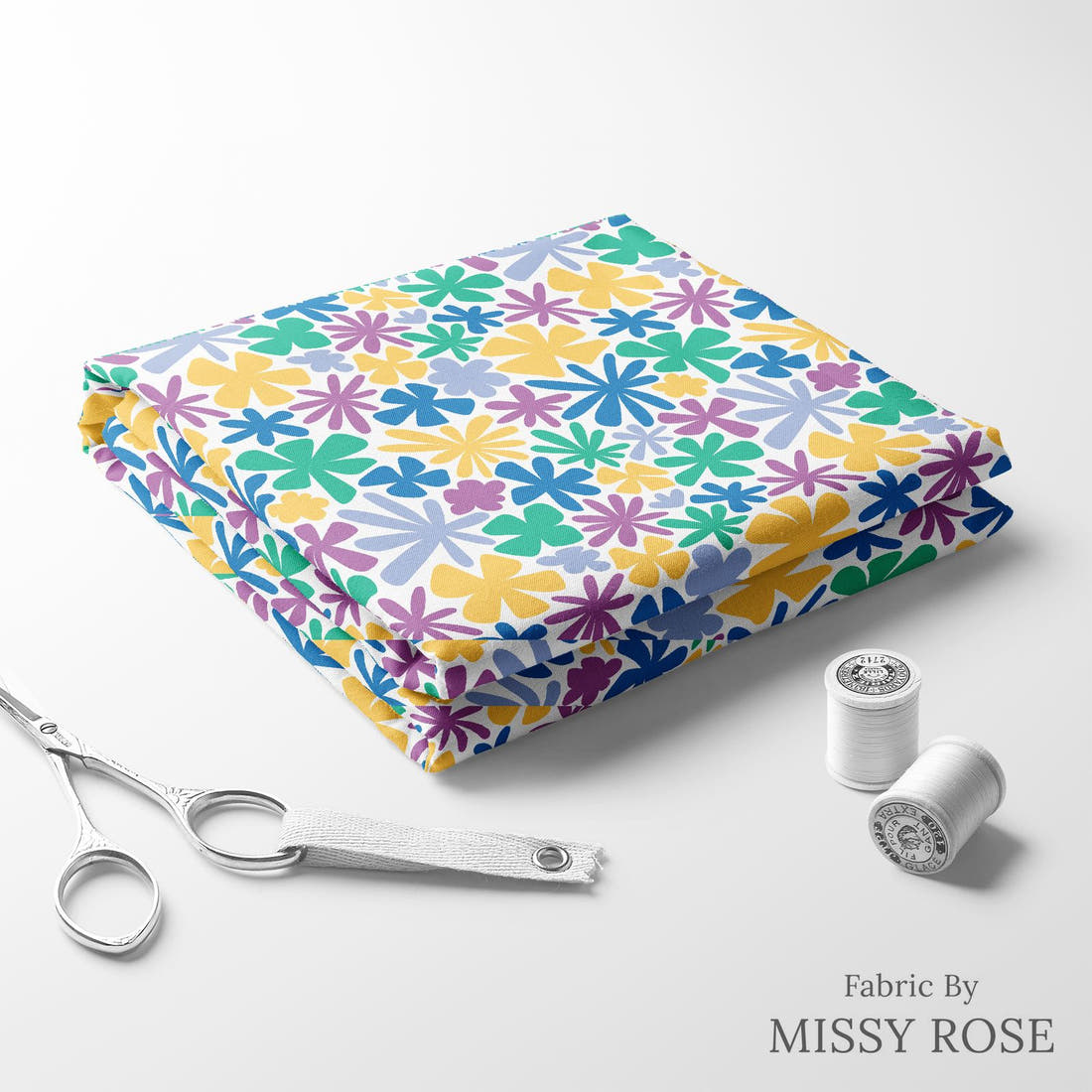 Little Black Kat 03 folded fabric stack with matching thread - pre-order fabric Australia | Fabric by Missy Rose