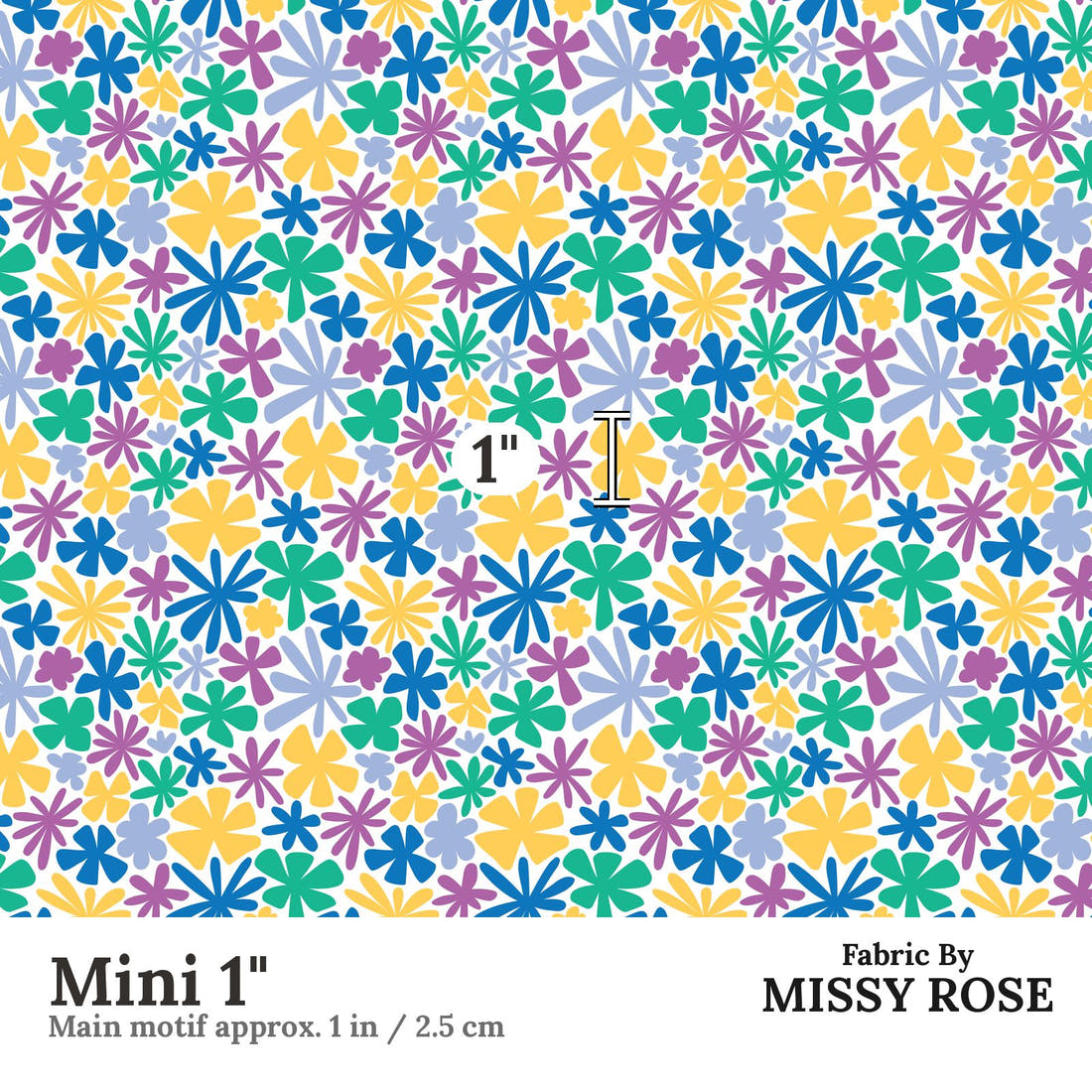 Little Black Kat 03 Mini 1 inch print scale guide | Fabric by Missy Rose