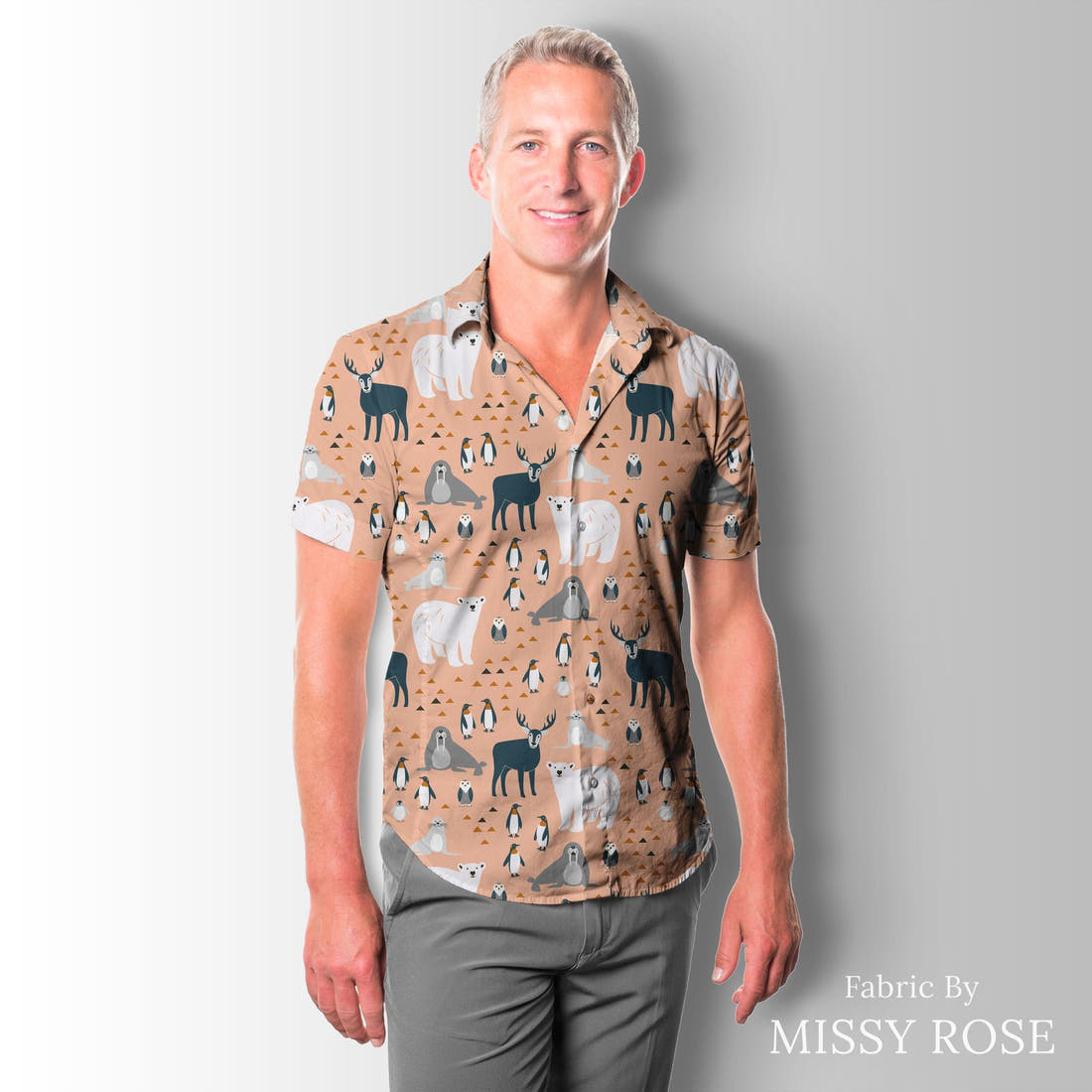 Little Black Kat 06 sewn into a men's shirt - see how the print looks made up | Fabric by Missy Rose