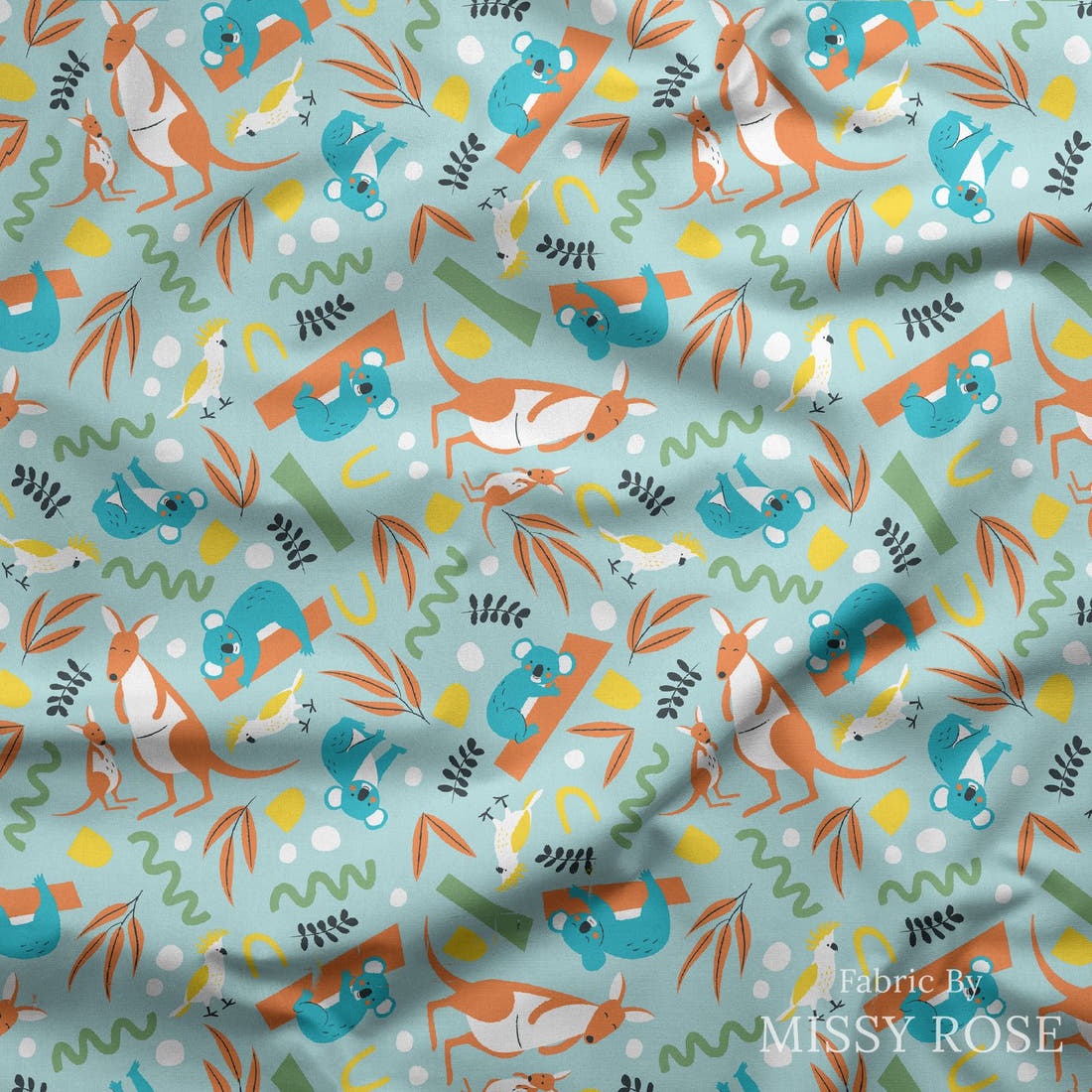 Little Black Kat 07 draped fabric mockup - custom printed fabric by the metre | Fabric by Missy Rose