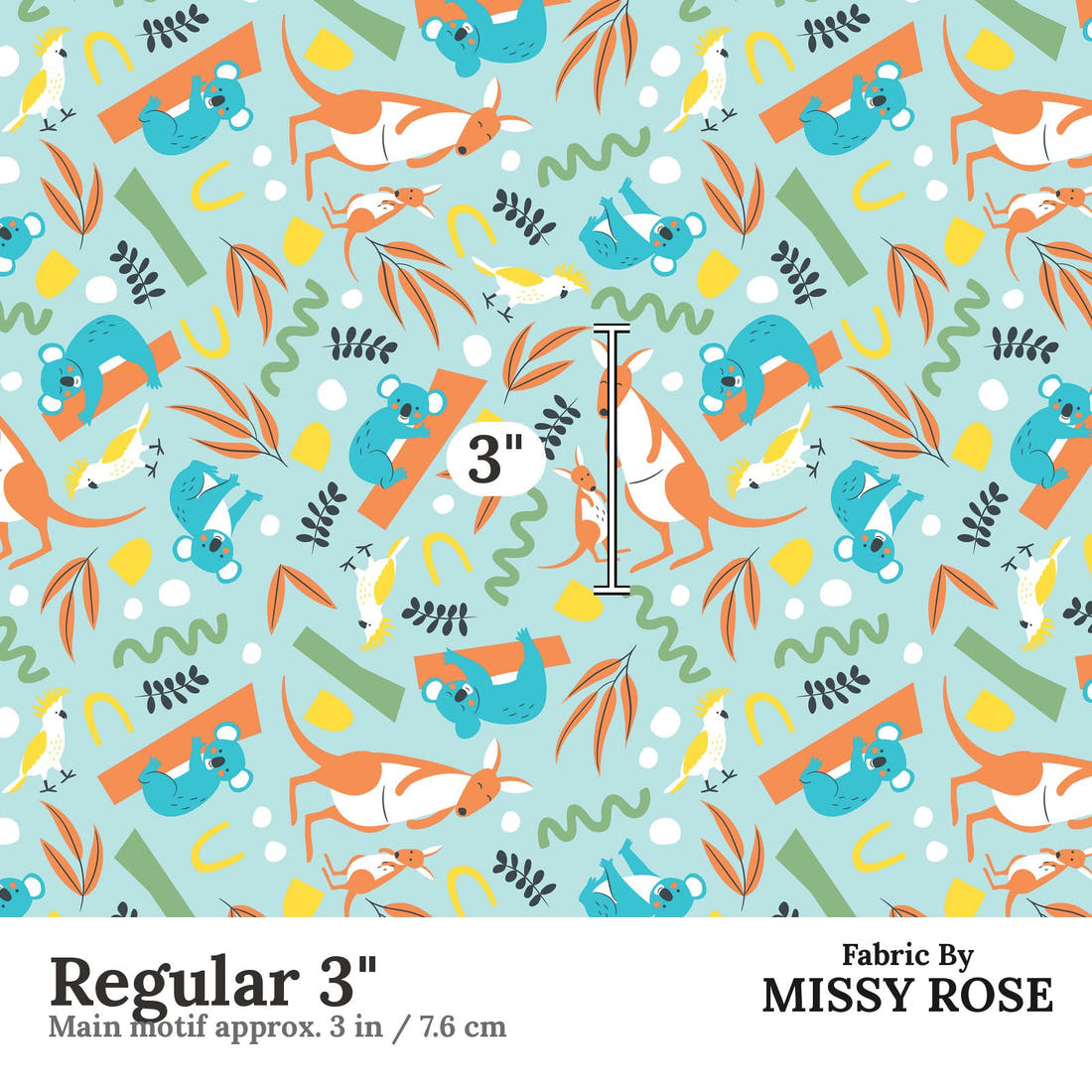 Little Black Kat 07 Regular 3 inch print scale guide | Fabric by Missy Rose