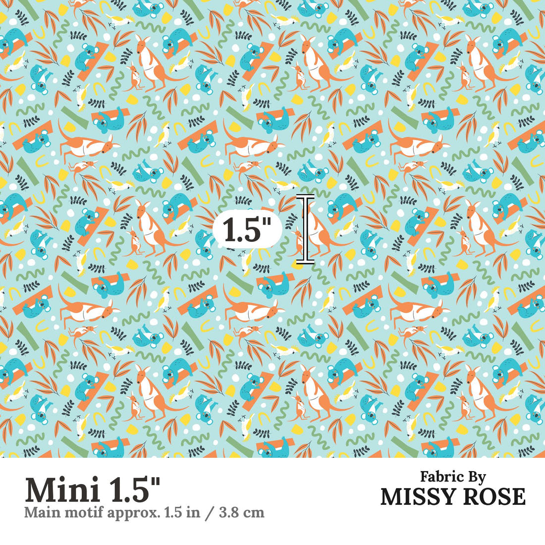 Little Black Kat 07 Mini 1.5 inch print scale guide | Fabric by Missy Rose