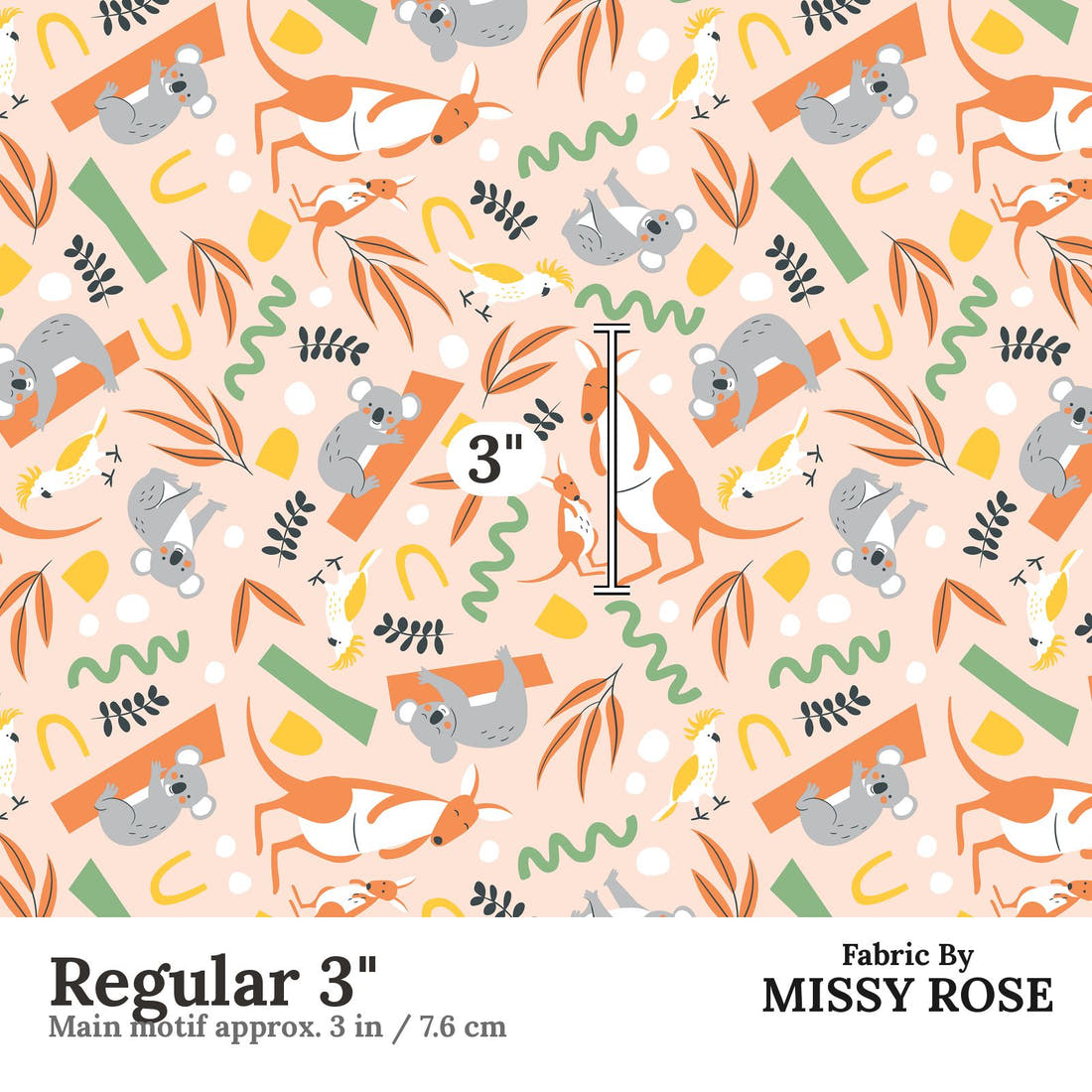 Little Black Kat 08 Regular 3 inch print scale guide | Fabric by Missy Rose