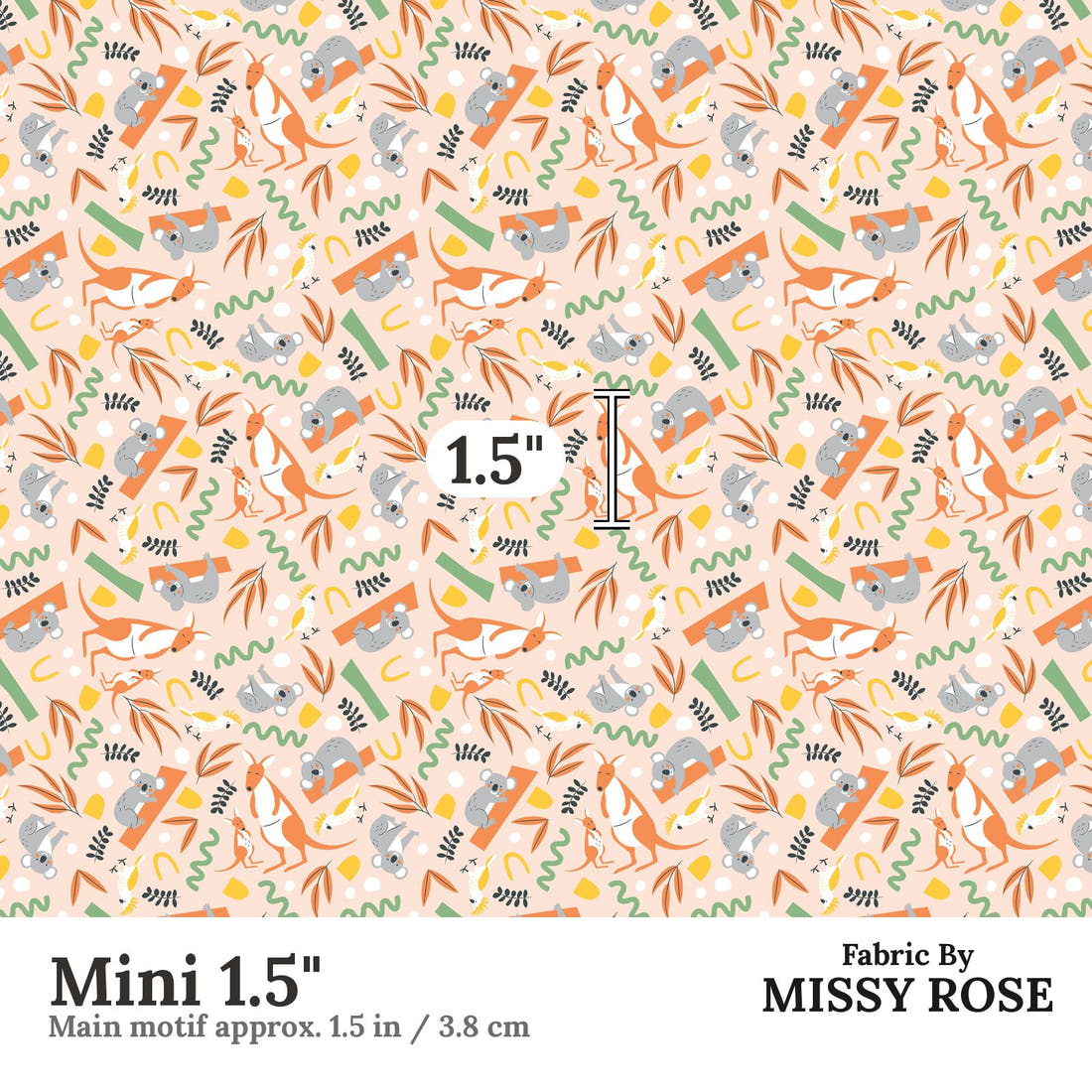 Little Black Kat 08 Mini 1.5 inch print scale guide | Fabric by Missy Rose