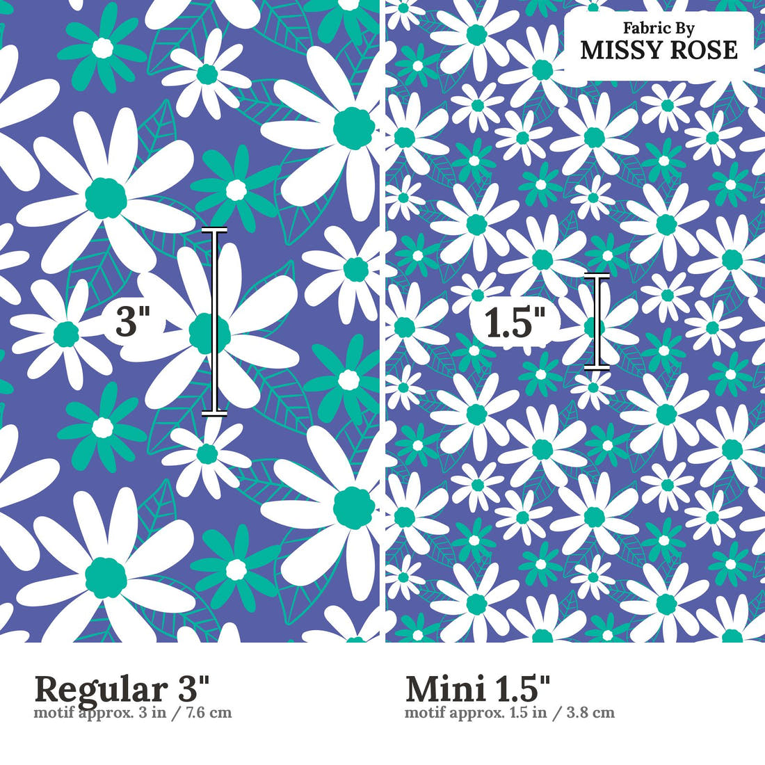 Little Black Kat 09 Regular 3 inch vs Mini 1.5 inch print scale side by side | Fabric by Missy Rose