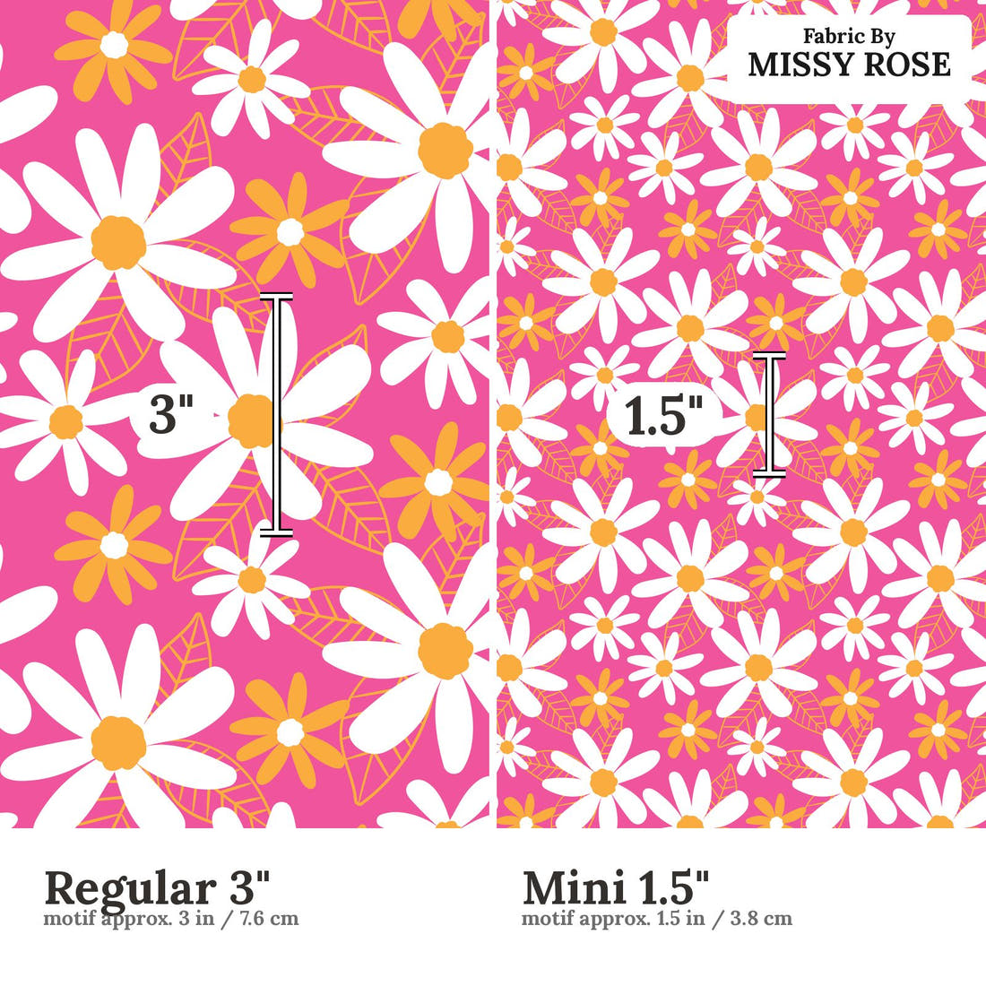 Little Black Kat 10 Regular 3 inch vs Mini 1.5 inch print scale side by side | Fabric by Missy Rose