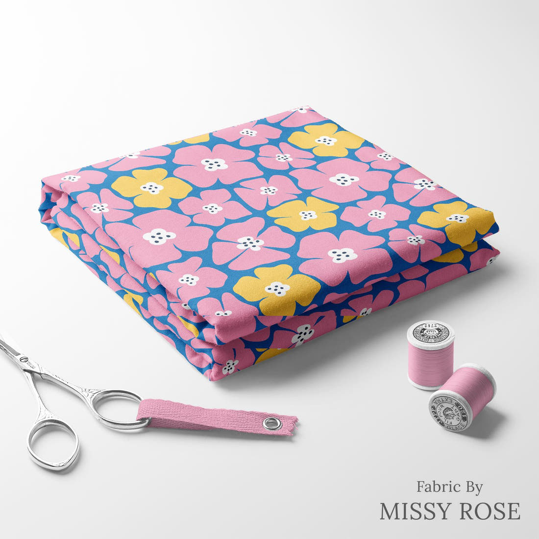 Little Black Kat 11 folded fabric stack with matching thread - pre-order fabric Australia | Fabric by Missy Rose