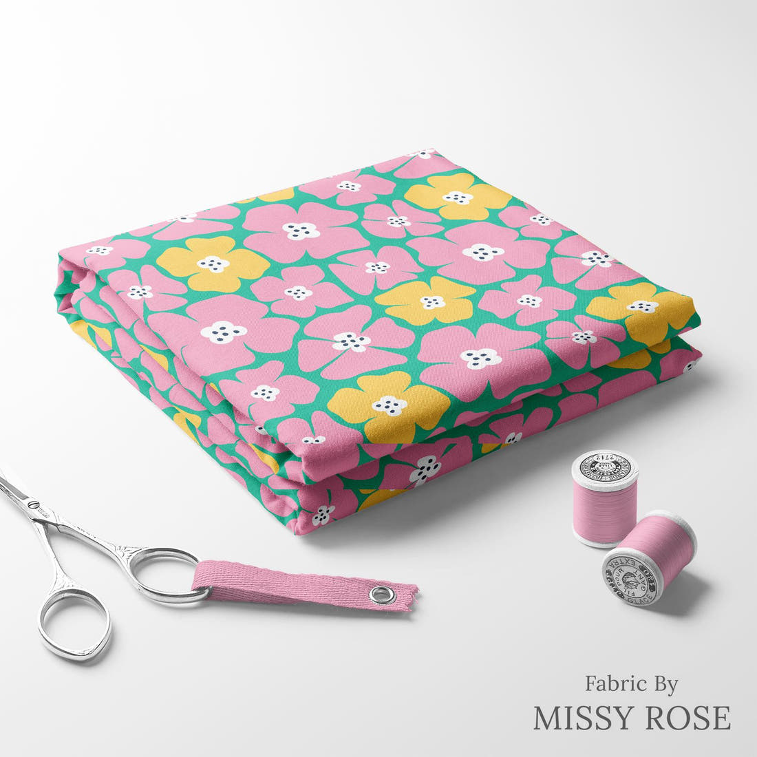 Little Black Kat 12 folded fabric stack with matching thread - pre-order fabric Australia | Fabric by Missy Rose
