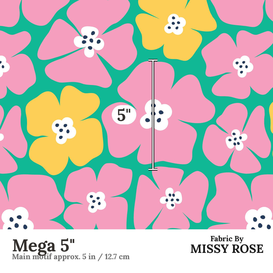 Little Black Kat 12 Mega 5 inch print scale guide | Fabric by Missy Rose