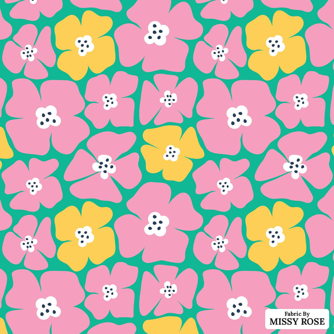 Little Black Kat 12 - flat view of the print, zoom in for detail | Fabric by Missy Rose