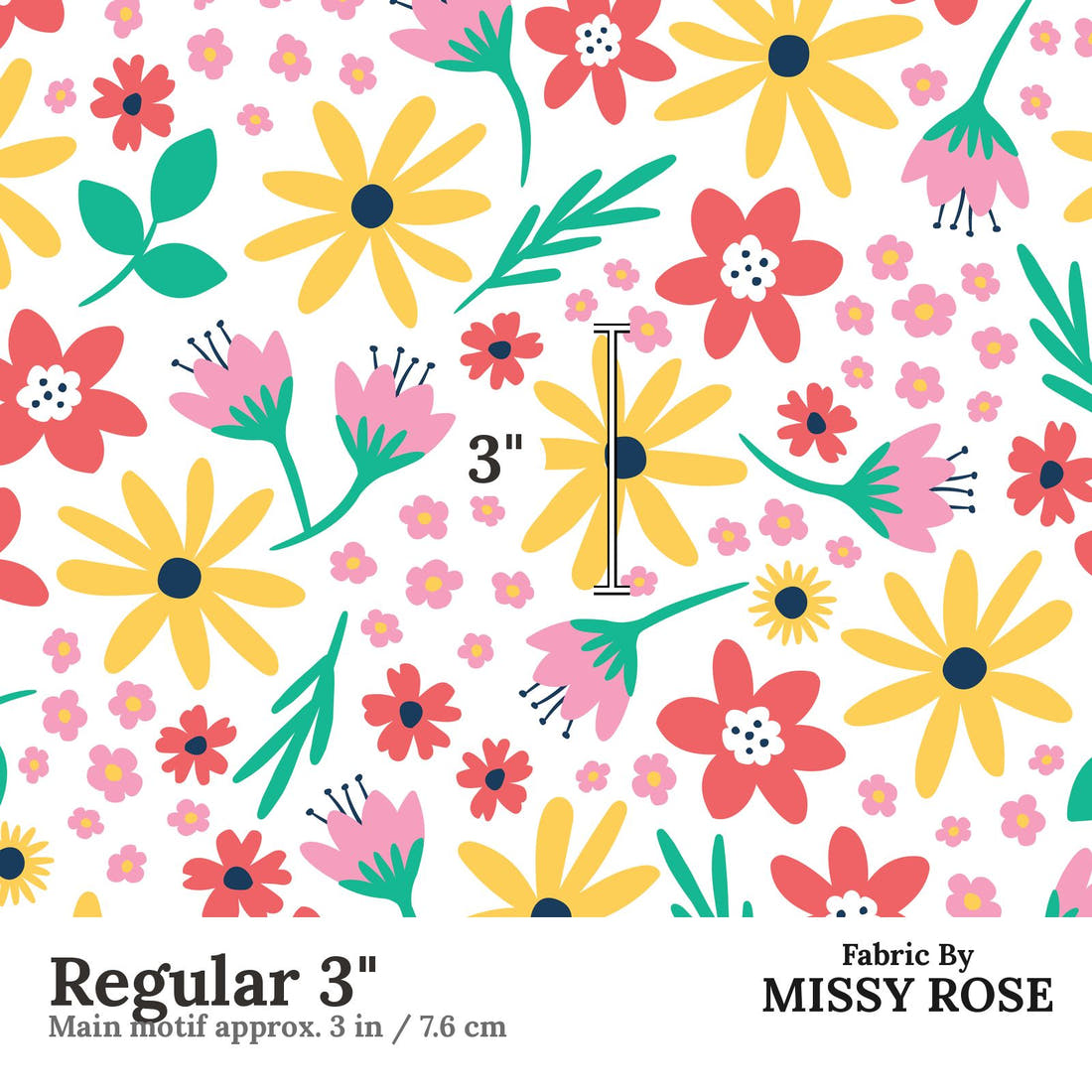 Little Black Kat 13 Regular 3 inch print scale guide | Fabric by Missy Rose