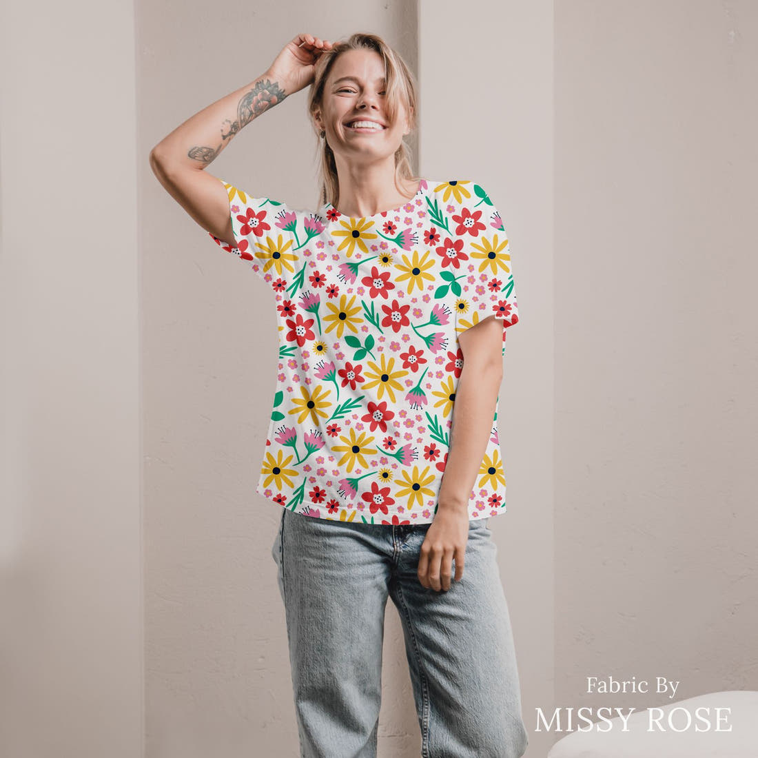Little Black Kat 13 sewn into an all-over print shirt - see how the print looks made up | Fabric by Missy Rose