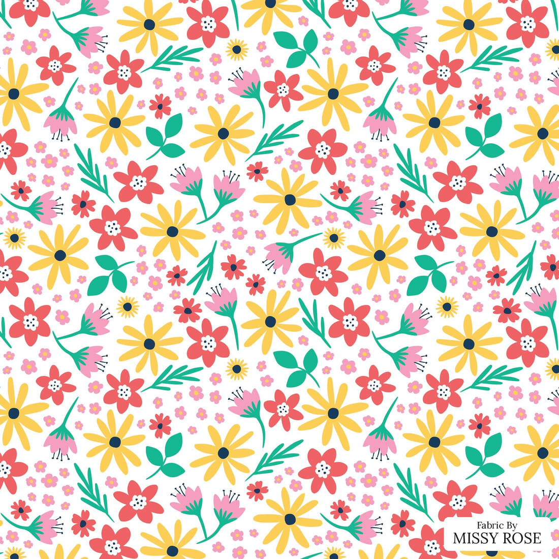 Little Black Kat 13 - flat view of the print, zoom in for detail | Fabric by Missy Rose