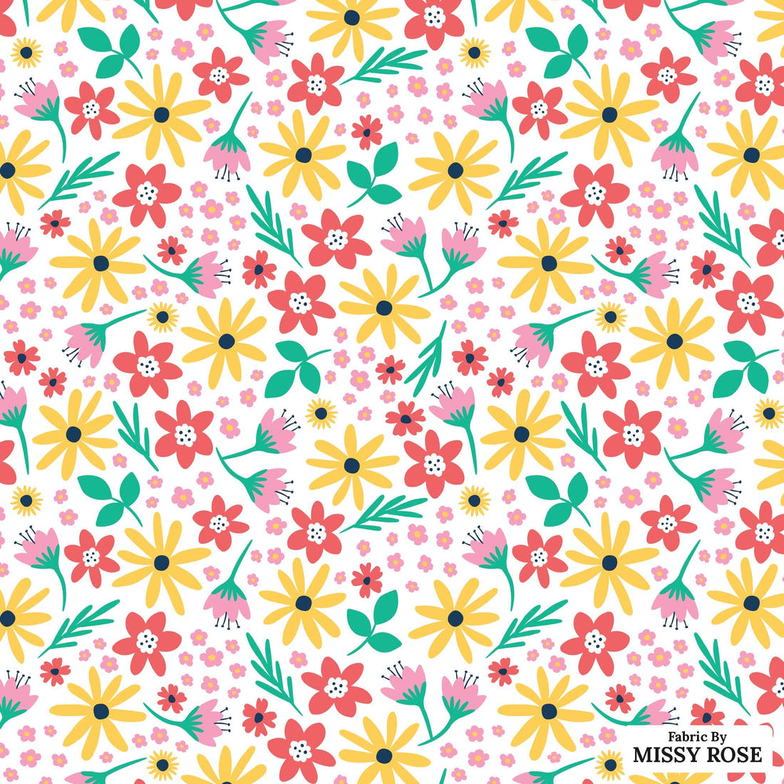 Little Black Kat 13 - flat view of the print, zoom in for detail | Fabric by Missy Rose
