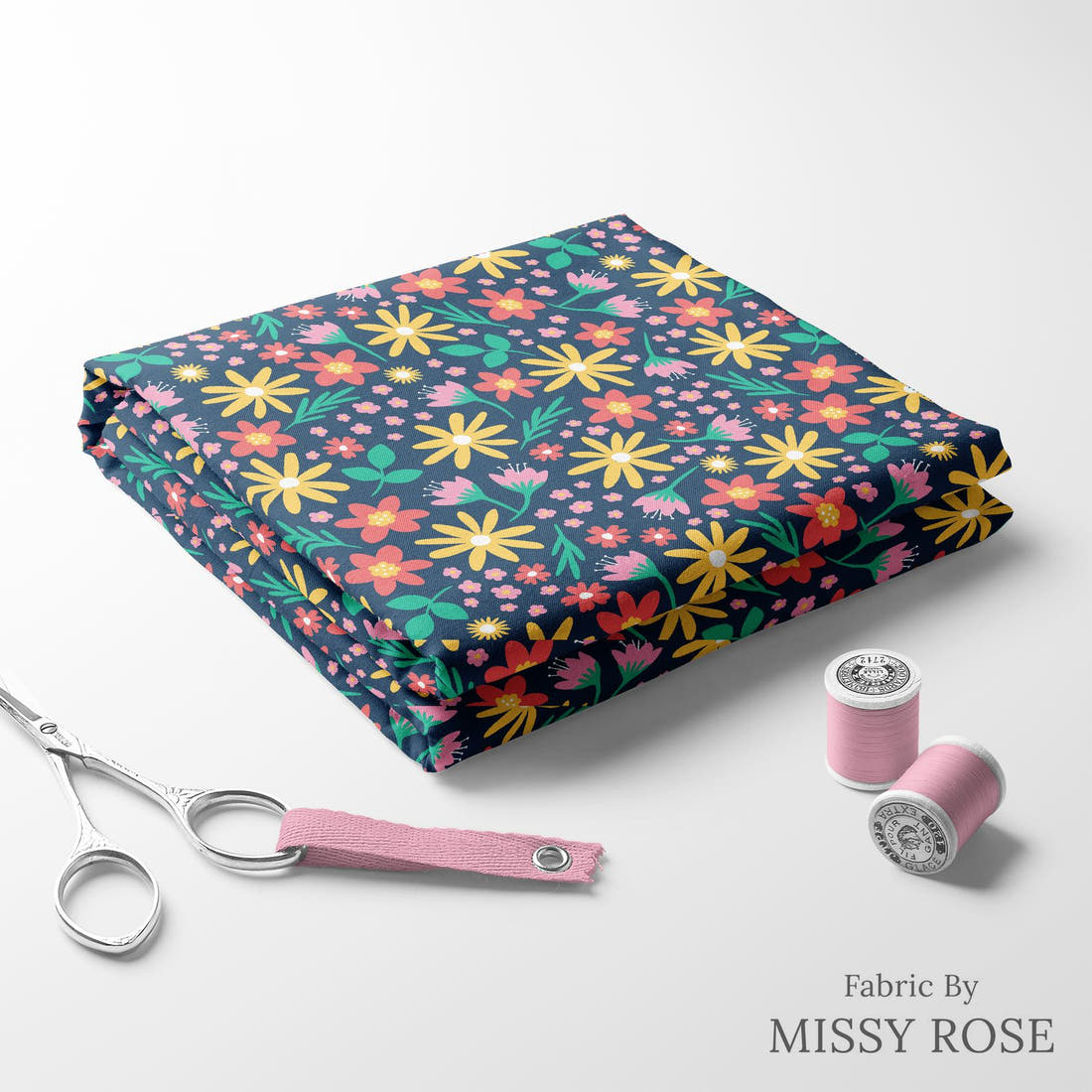 Little Black Kat 14 folded fabric stack with matching thread - pre-order fabric Australia | Fabric by Missy Rose