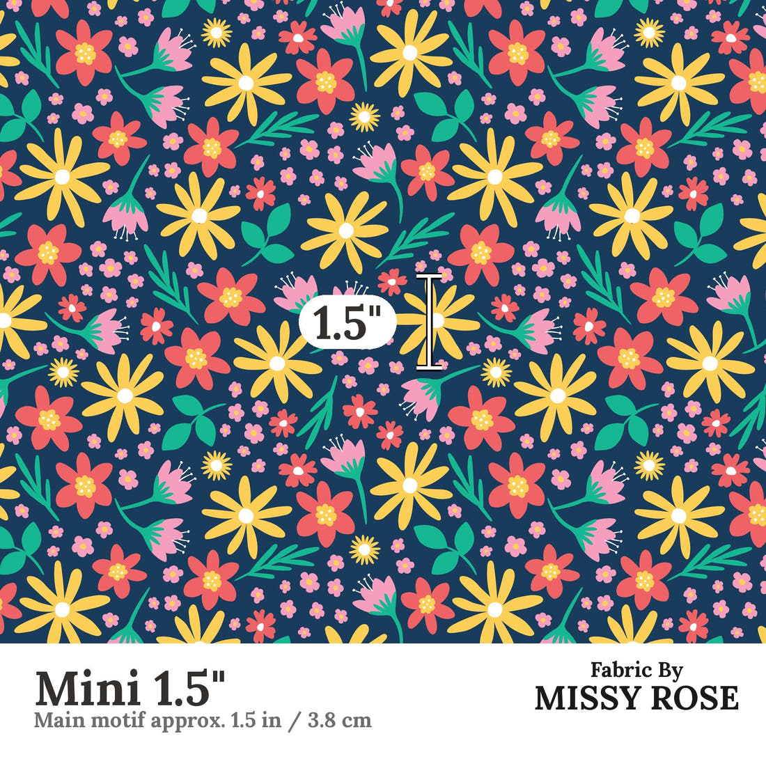 Little Black Kat 14 Mini 1.5 inch print scale guide | Fabric by Missy Rose