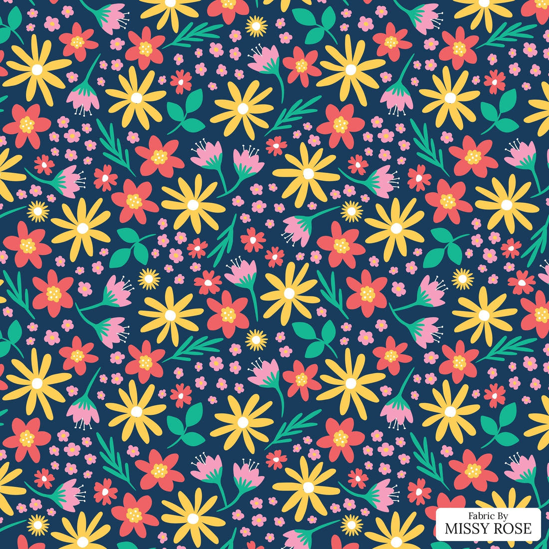 Little Black Kat 14 - flat view of the print, zoom in for detail | Fabric by Missy Rose