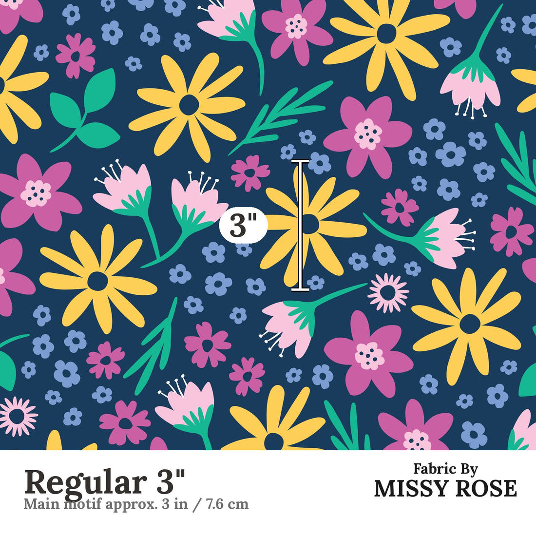 Little Black Kat 15 Regular 3 inch print scale guide | Fabric by Missy Rose