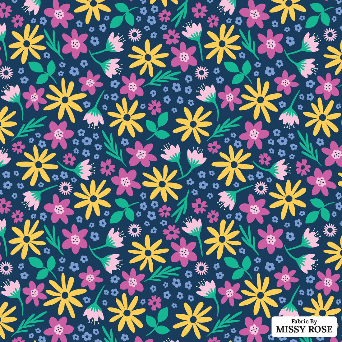 Little Black Kat 15 - flat view of the print, zoom in for detail | Fabric by Missy Rose