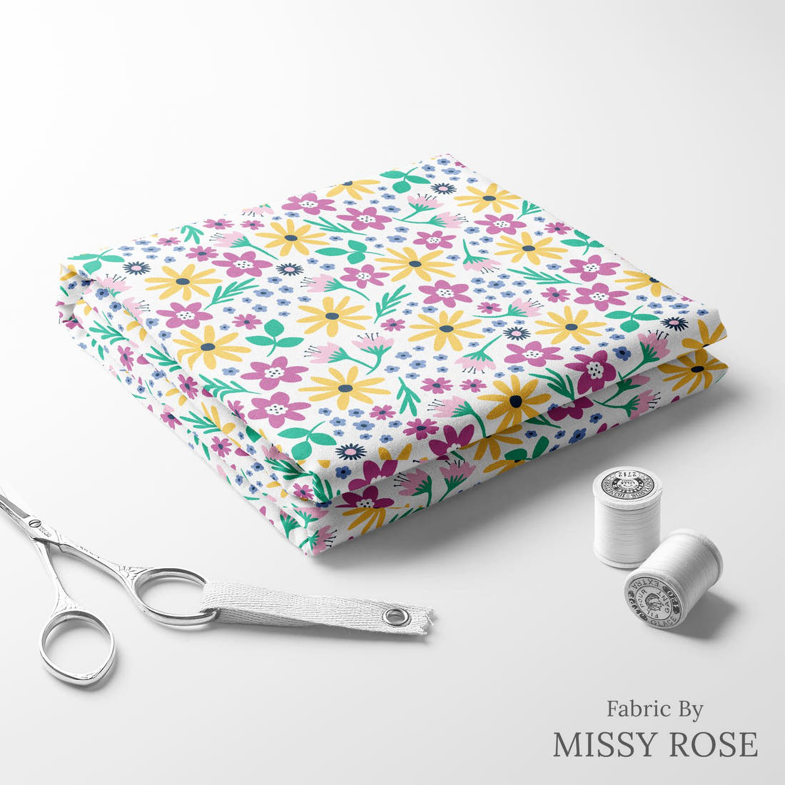 Little Black Kat 16 folded fabric stack with matching thread - pre-order fabric Australia | Fabric by Missy Rose