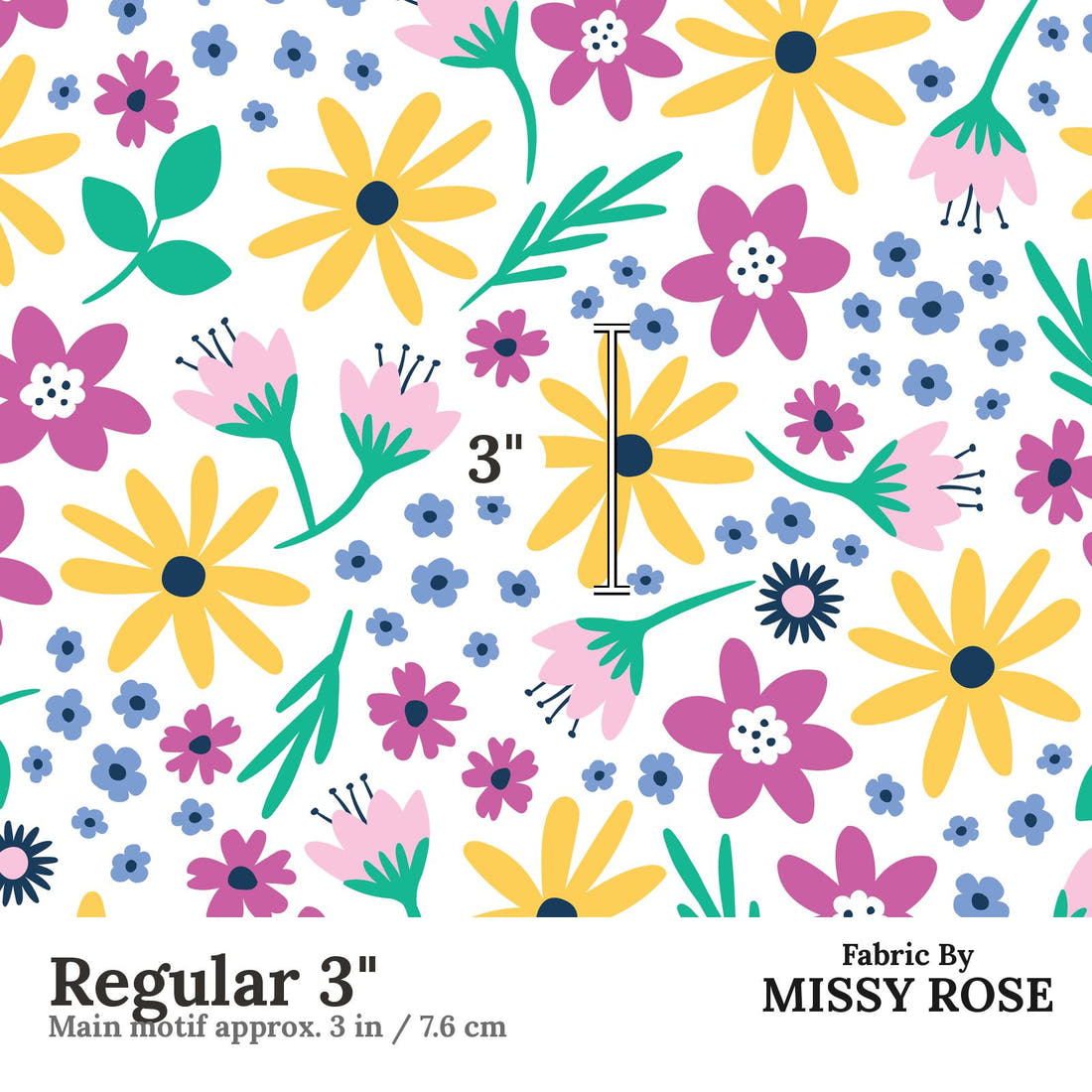 Little Black Kat 16 Regular 3 inch print scale guide | Fabric by Missy Rose