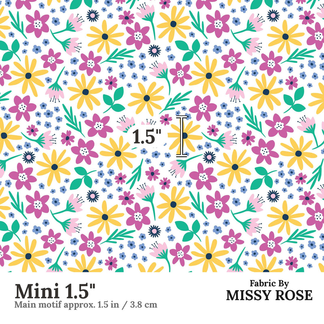 Little Black Kat 16 Mini 1.5 inch print scale guide | Fabric by Missy Rose