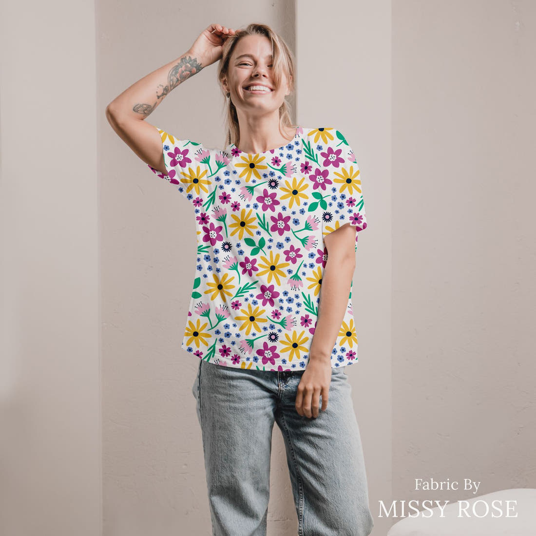 Little Black Kat 16 sewn into an all-over print shirt - see how the print looks made up | Fabric by Missy Rose