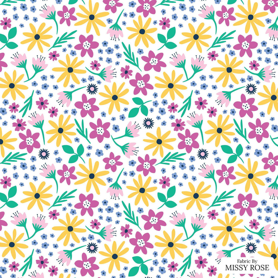 Little Black Kat 16 - flat view of the print, zoom in for detail | Fabric by Missy Rose