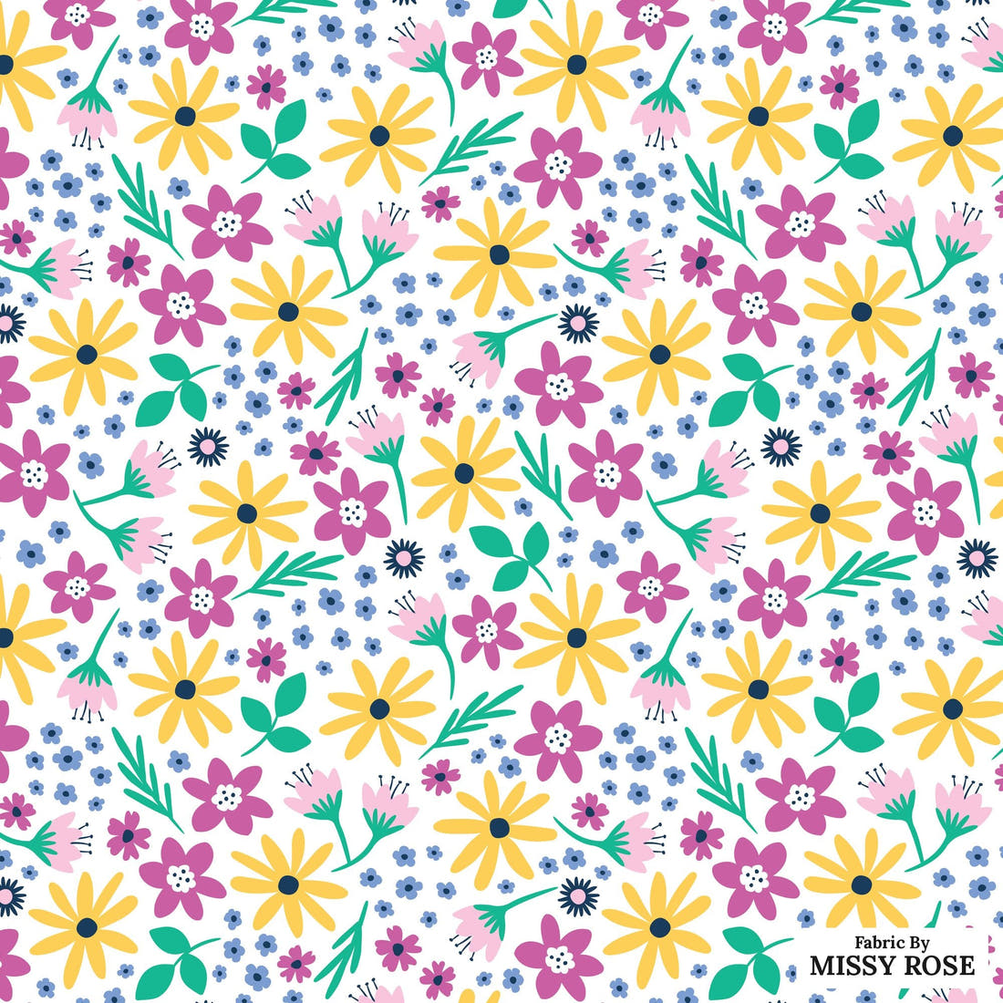 Little Black Kat 16 - flat view of the print, zoom in for detail | Fabric by Missy Rose