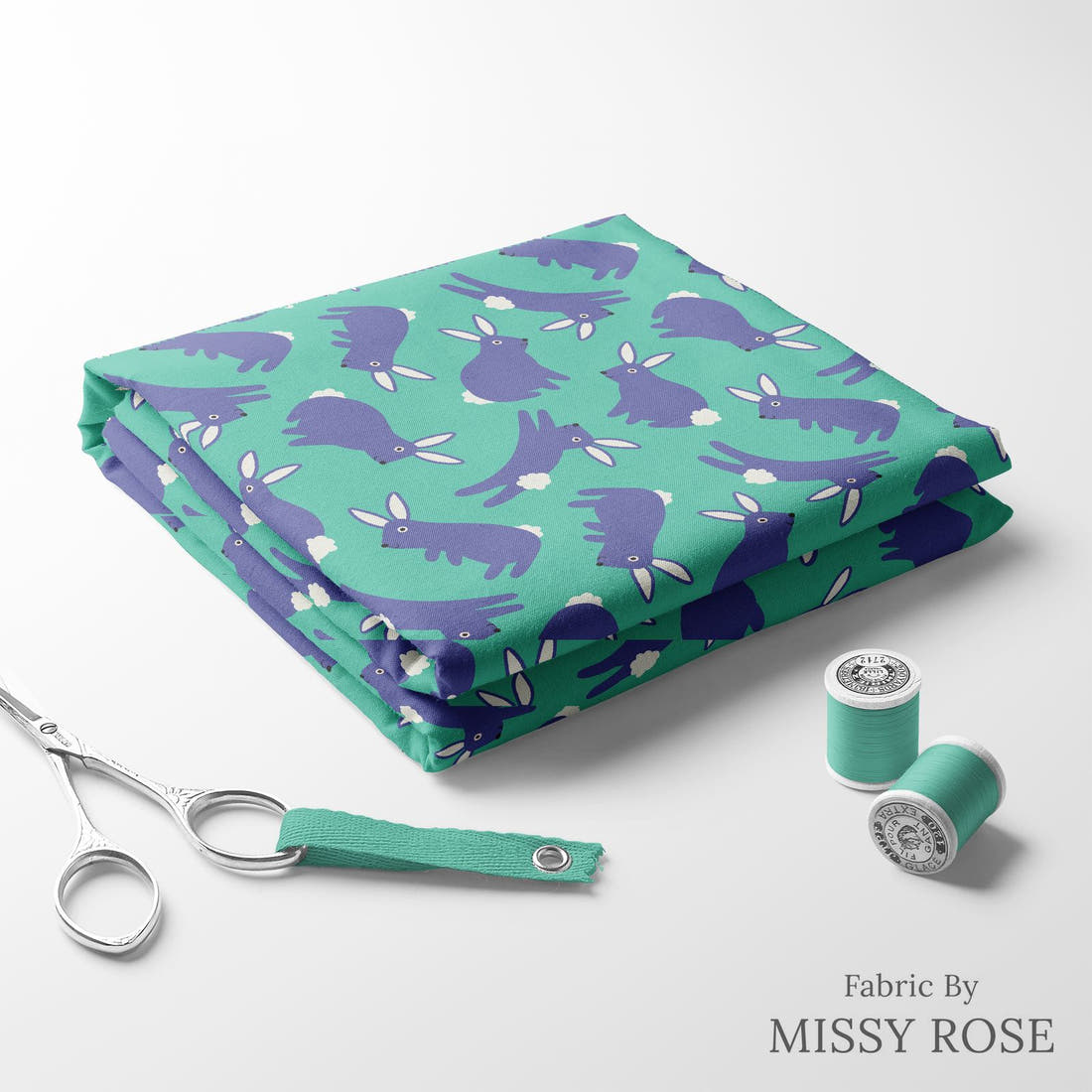Little Black Kat 17 folded fabric stack with matching thread - pre-order fabric Australia | Fabric by Missy Rose