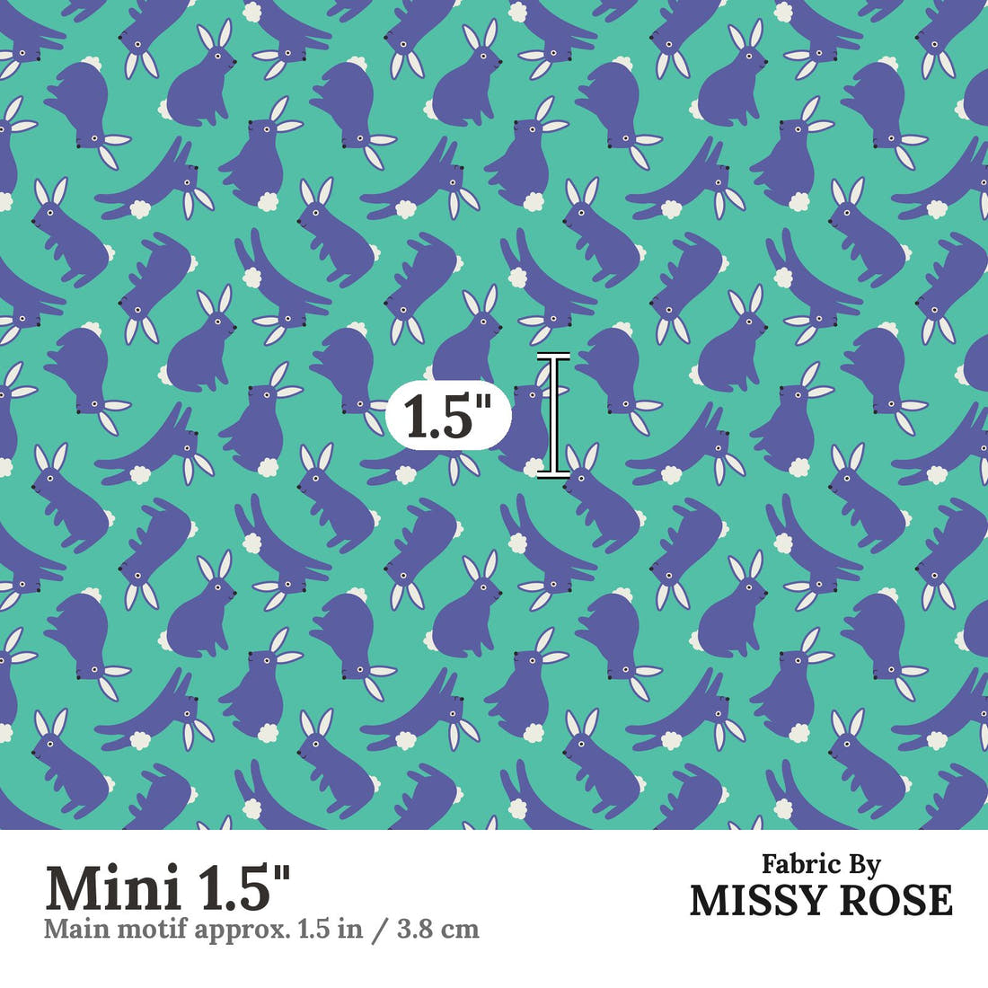 Little Black Kat 17 Mini 1.5 inch print scale guide | Fabric by Missy Rose