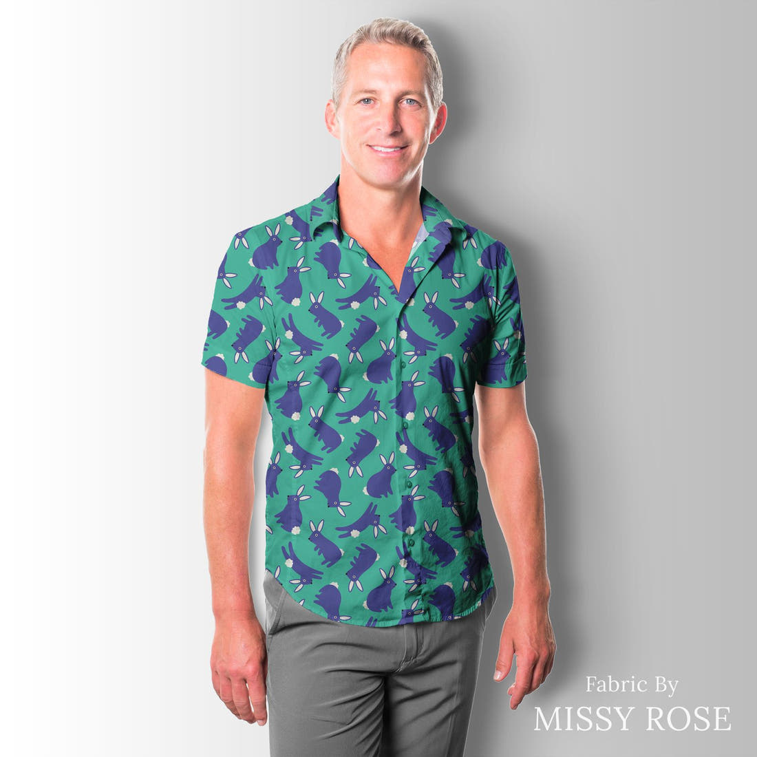 Little Black Kat 17 sewn into a men's shirt - see how the print looks made up | Fabric by Missy Rose