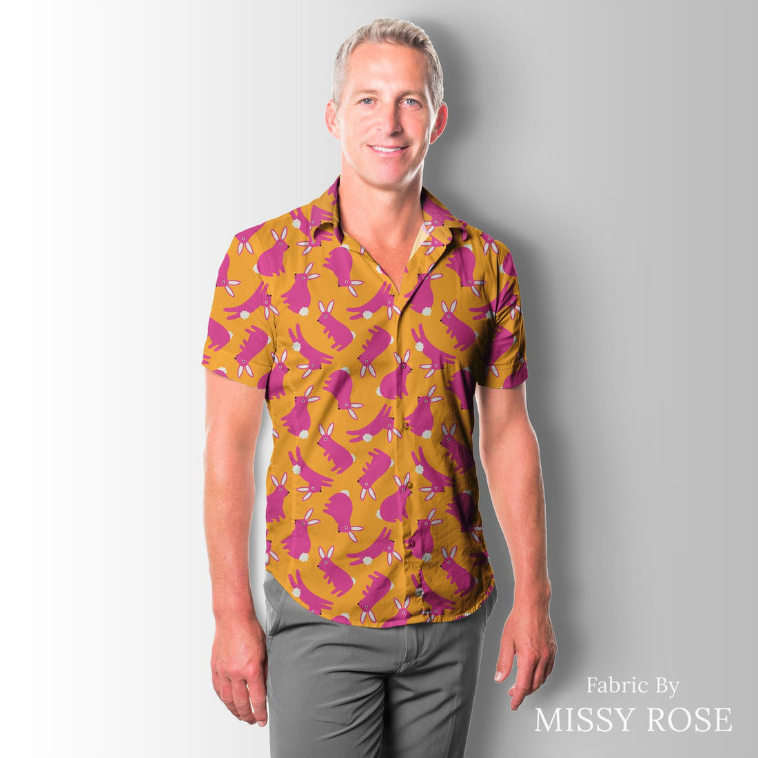 Little Black Kat 18 sewn into a men's shirt - see how the print looks made up | Fabric by Missy Rose