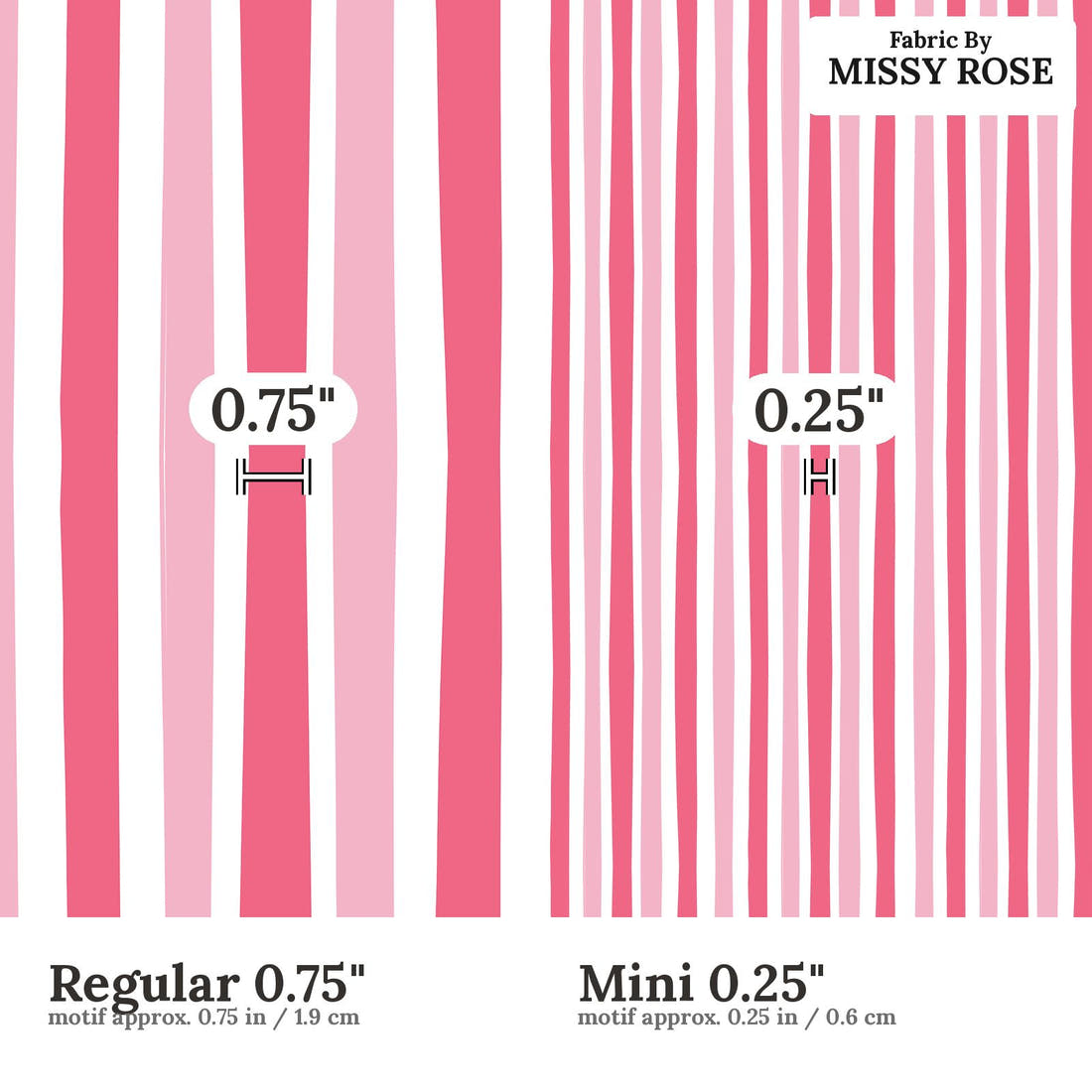 Little Black Kat 19 Regular 0.75 inch vs Mini 0.25 inch print scale side by side | Fabric by Missy Rose