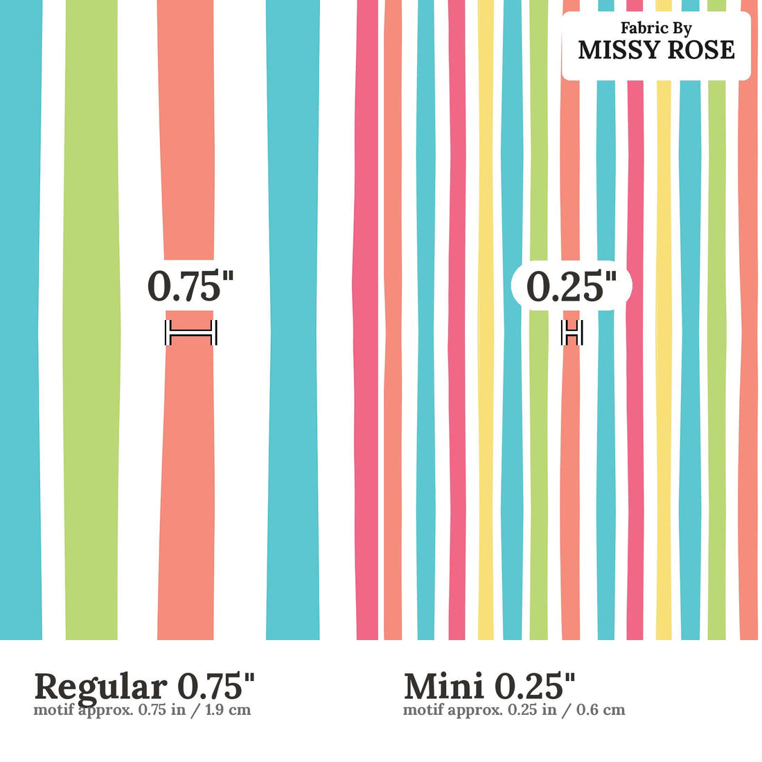 Little Black Kat 20 Regular 0.75 inch vs Mini 0.25 inch print scale side by side | Fabric by Missy Rose