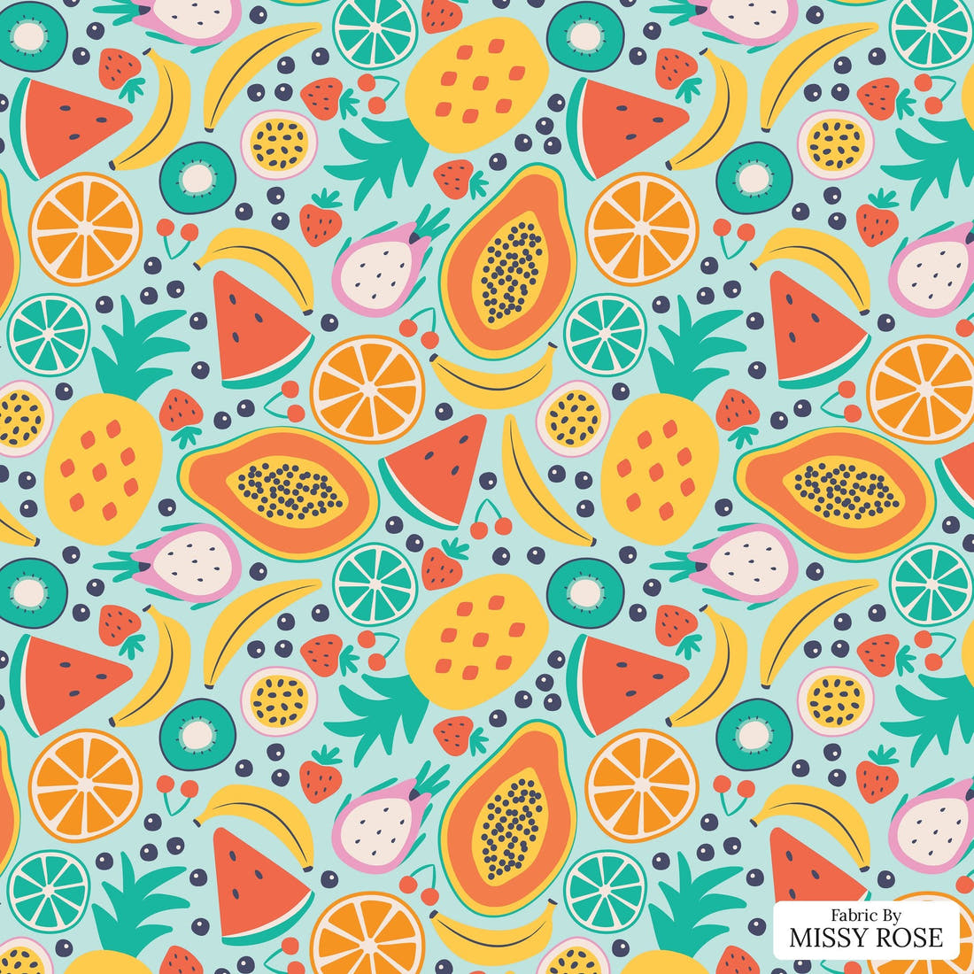 Little Black Kat 21 - flat view of the print, zoom in for detail | Fabric by Missy Rose