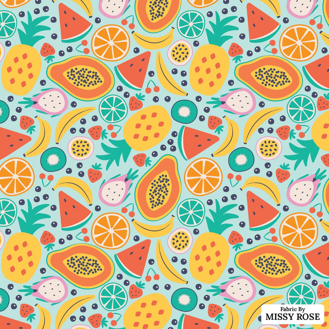 Little Black Kat 21 - flat view of the print, zoom in for detail | Fabric by Missy Rose