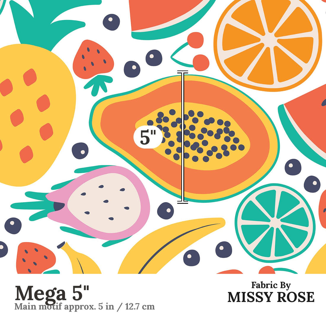 Little Black Kat 22 Mega 5 inch print scale guide | Fabric by Missy Rose