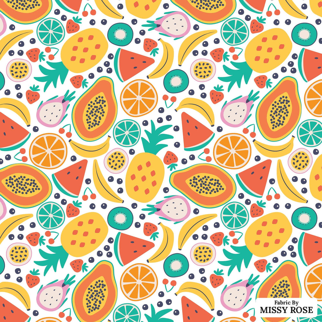 Little Black Kat 22 - flat view of the print, zoom in for detail | Fabric by Missy Rose