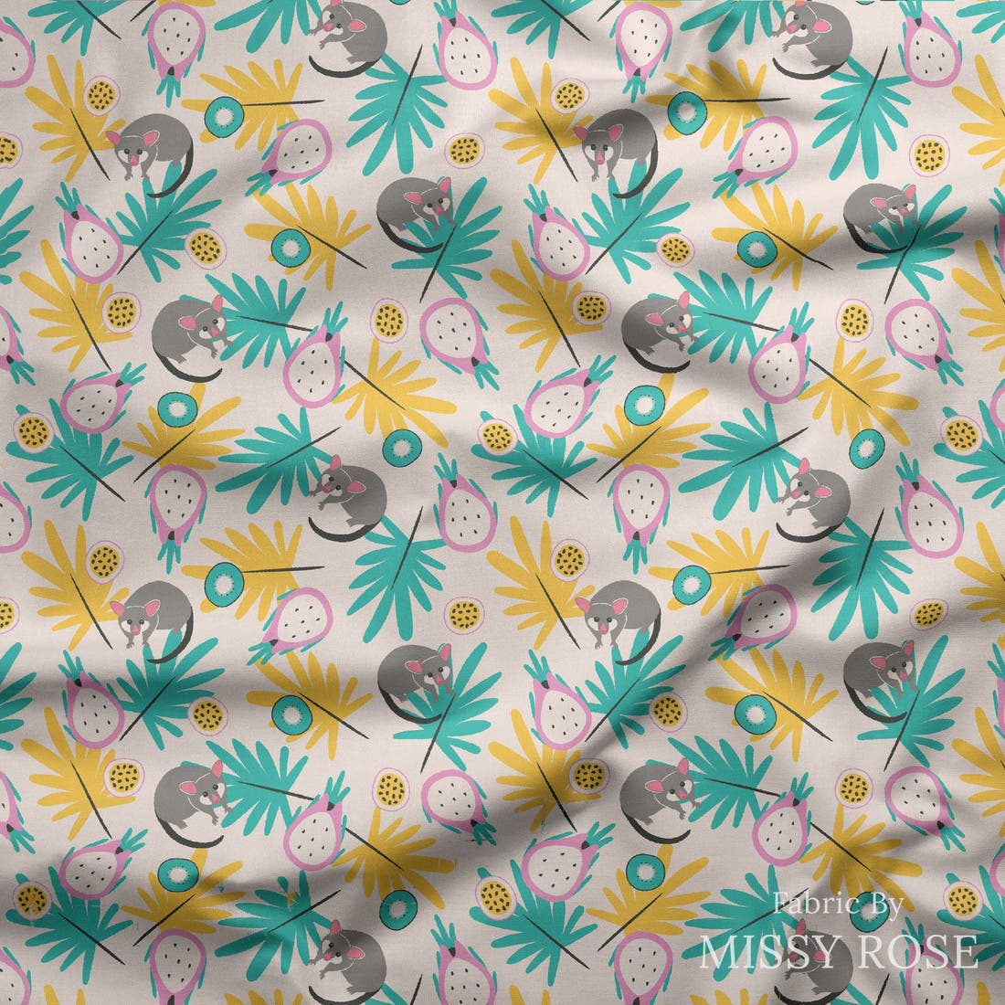 Little Black Kat 23 draped fabric mockup - custom printed fabric by the metre | Fabric by Missy Rose