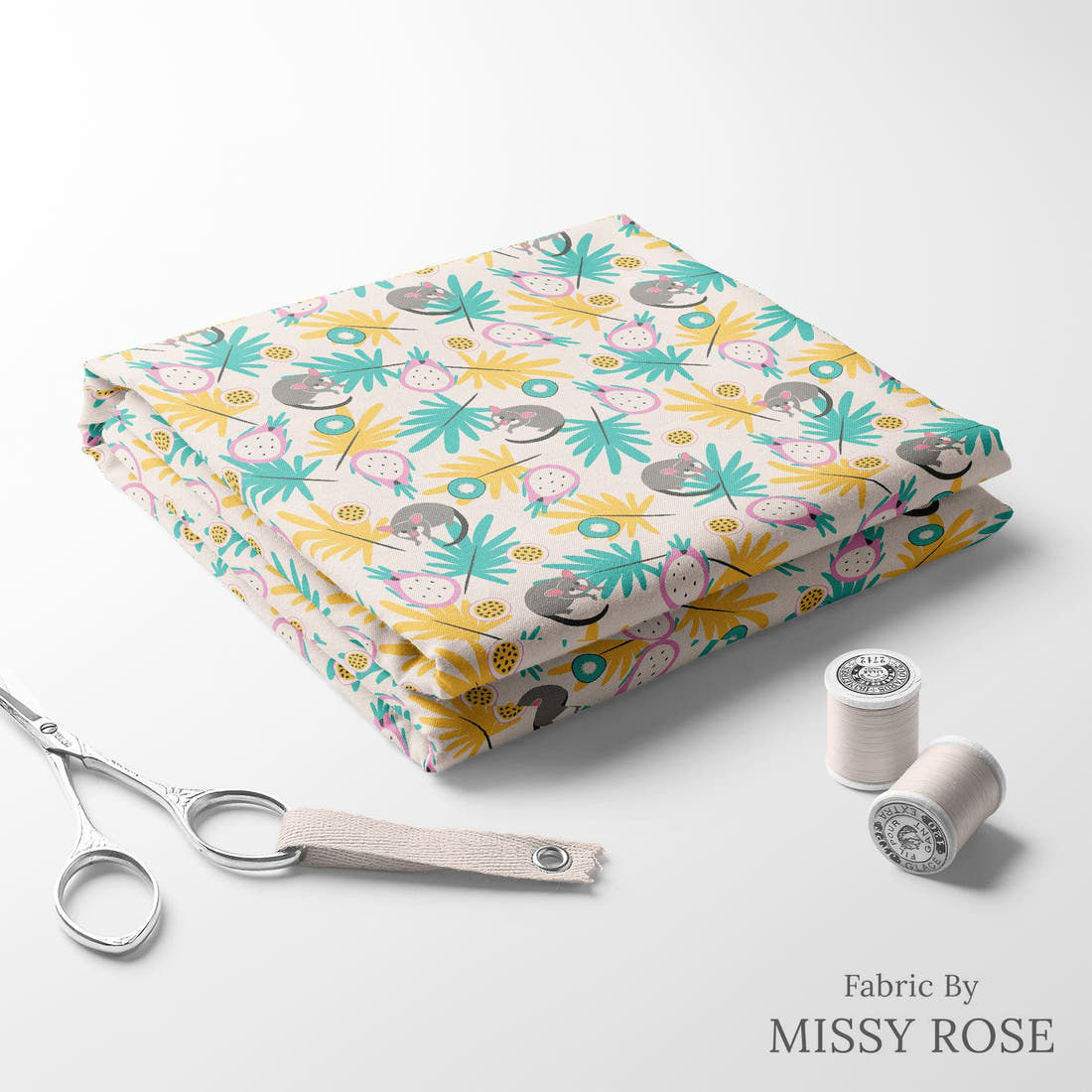 Little Black Kat 23 folded fabric stack with matching thread - pre-order fabric Australia | Fabric by Missy Rose