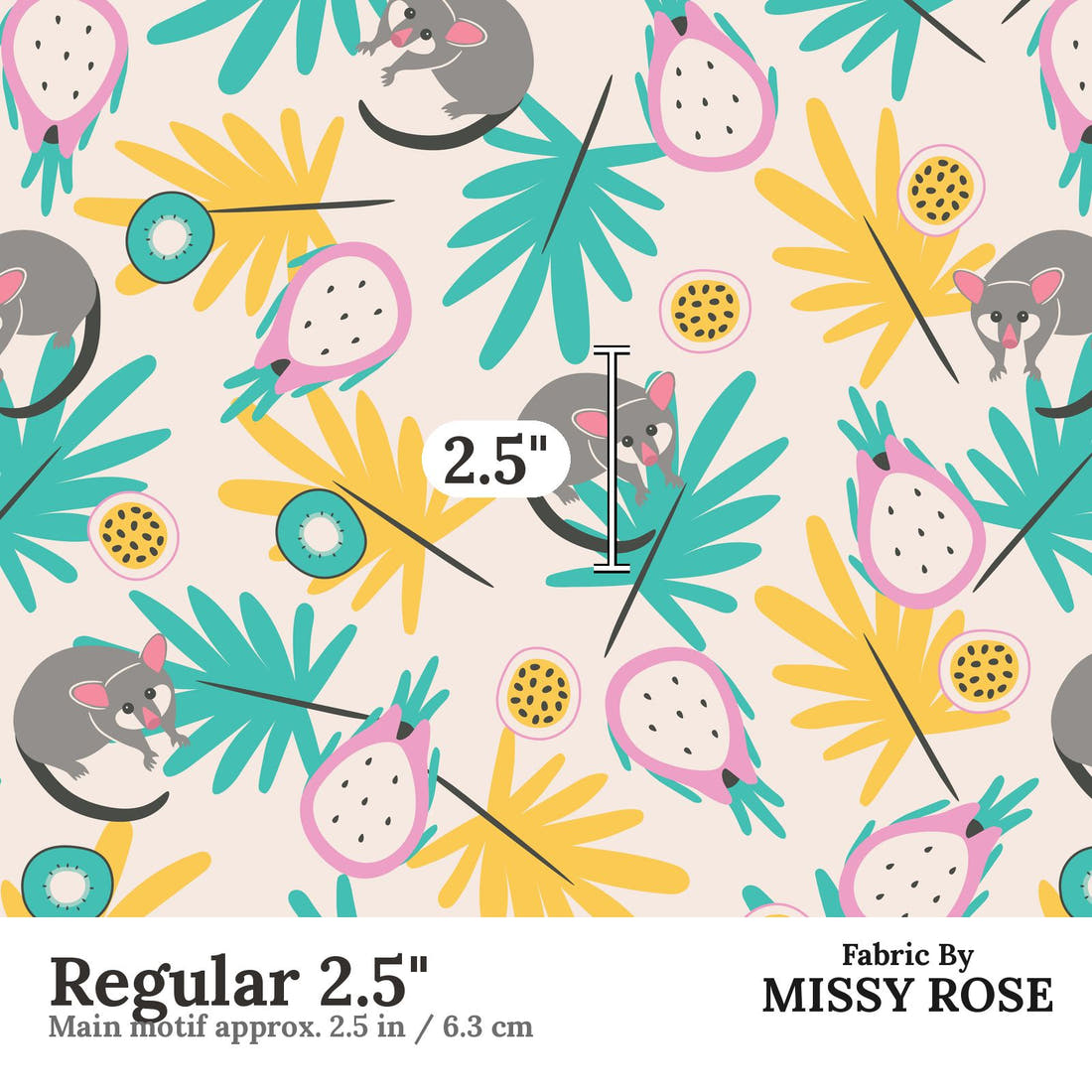 Little Black Kat 23 Regular 2.5 inch print scale guide | Fabric by Missy Rose