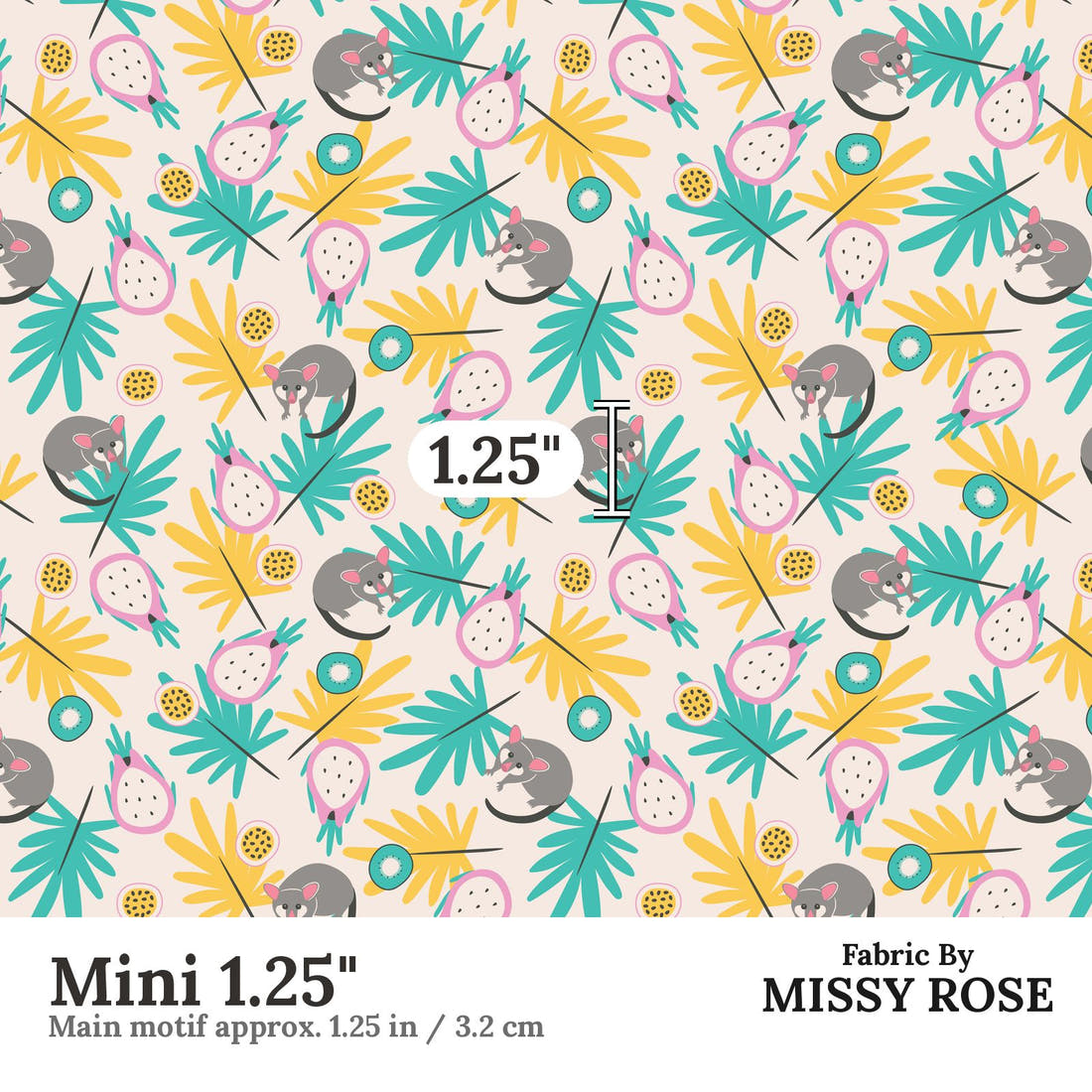 Little Black Kat 23 Mini 1.25 inch print scale guide | Fabric by Missy Rose