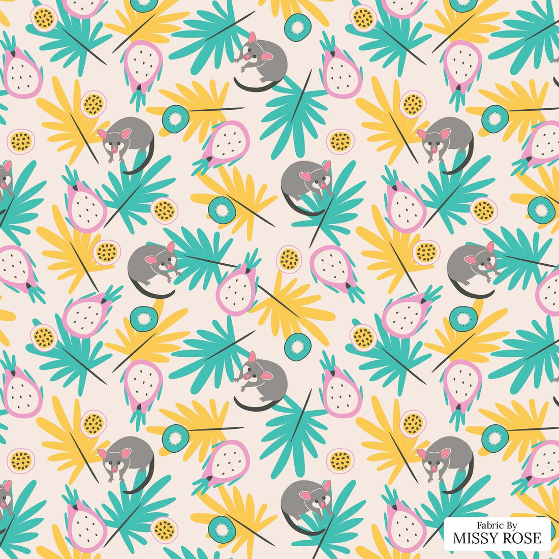 Little Black Kat 23 - flat view of the print, zoom in for detail | Fabric by Missy Rose